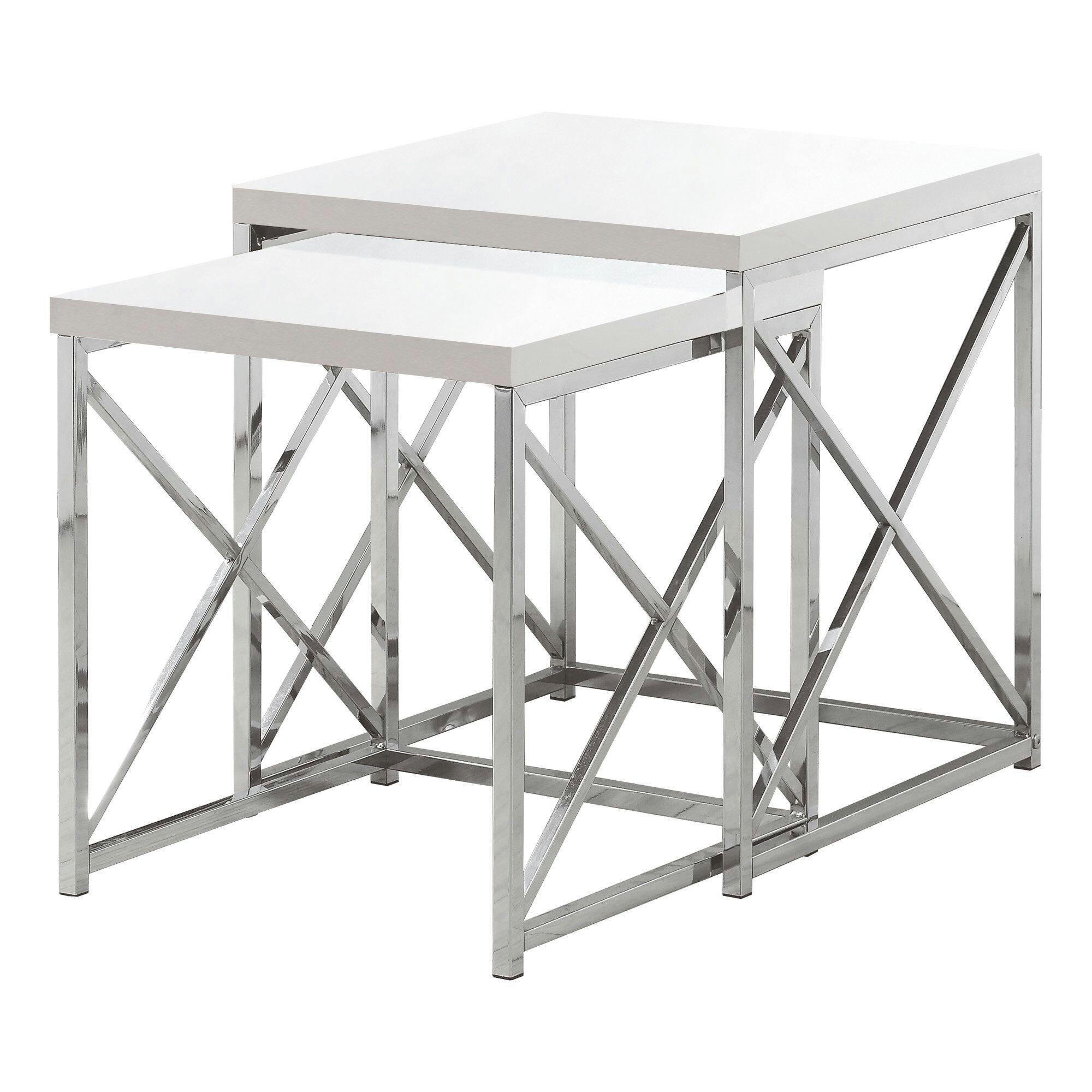 Monarch Square Nesting End/Side Accent Tables With Chrome Base (2-Piece Set)