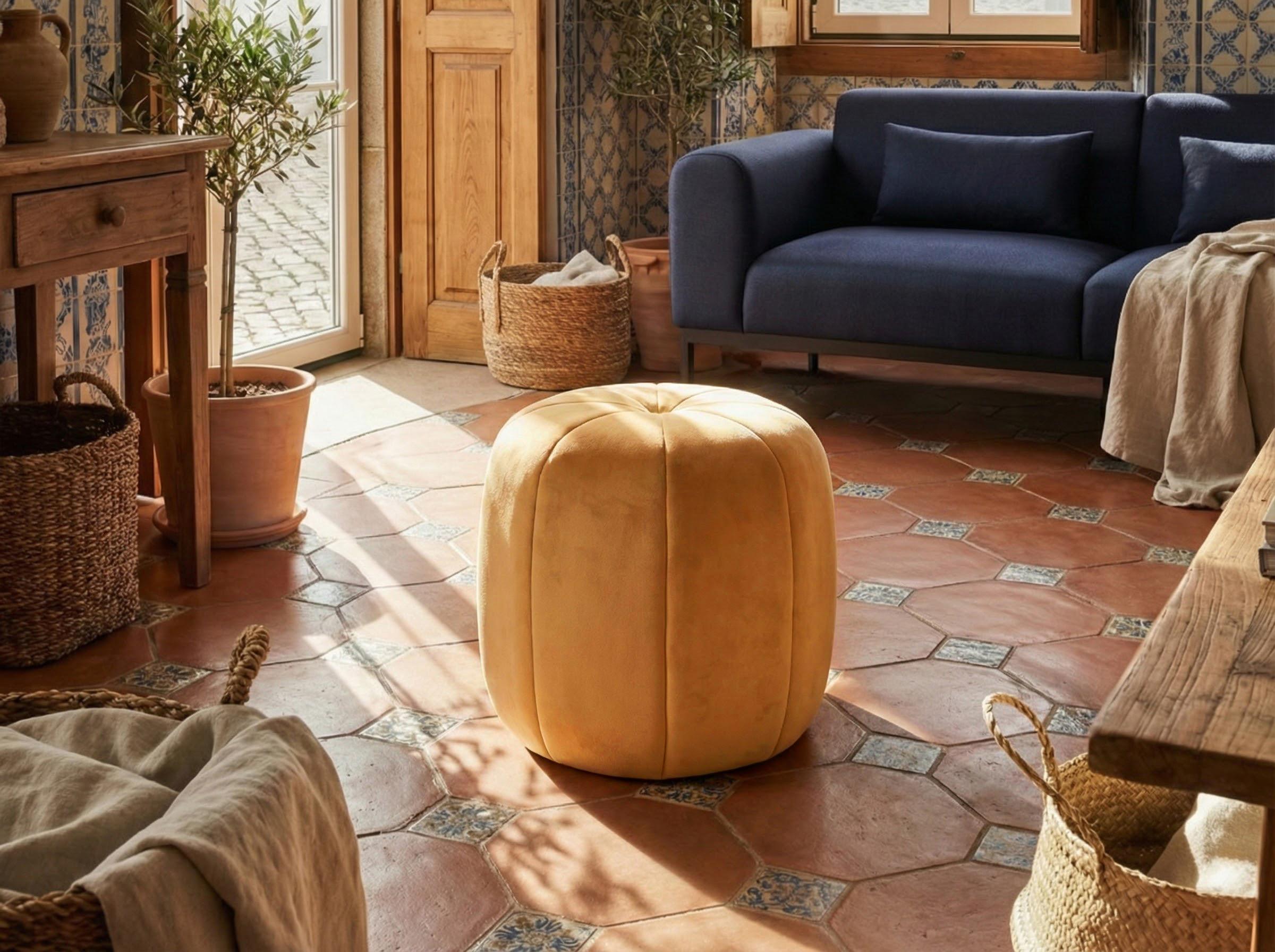 Pouffe SELBY Velvet Mustard
