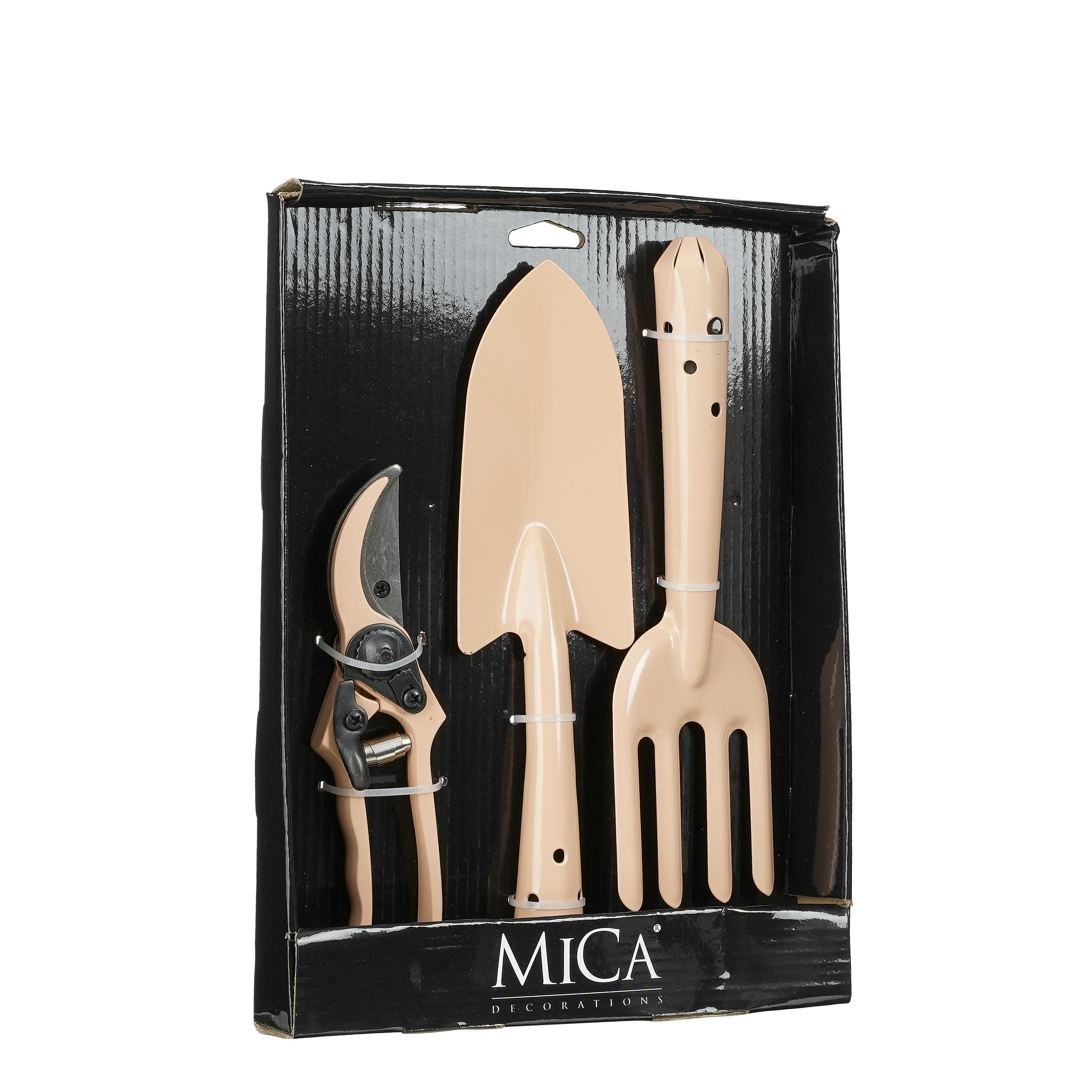 - Set de 3 outils de jardin en métal rose