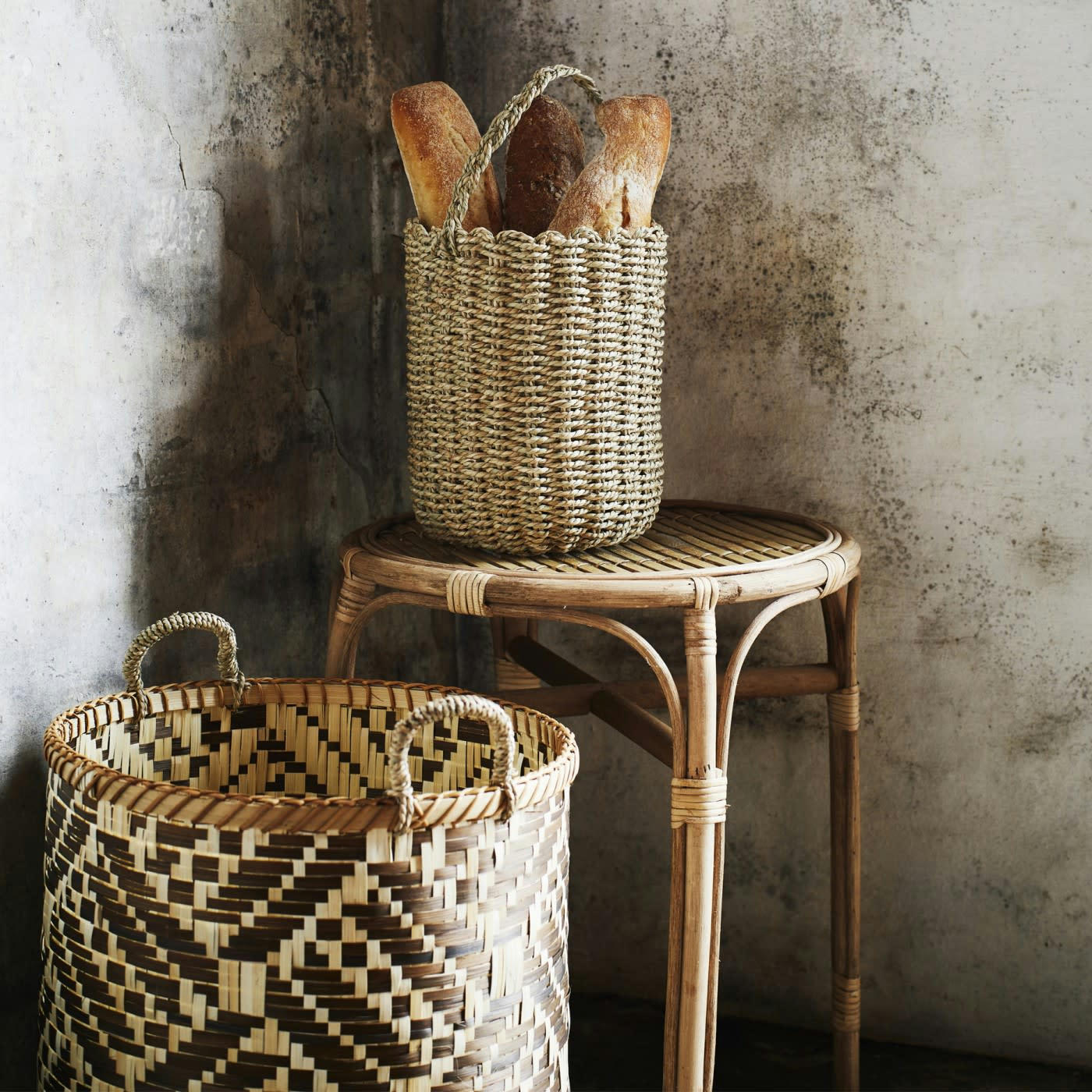 BAMBOU - Paniers en bambou marron - Lot de 2