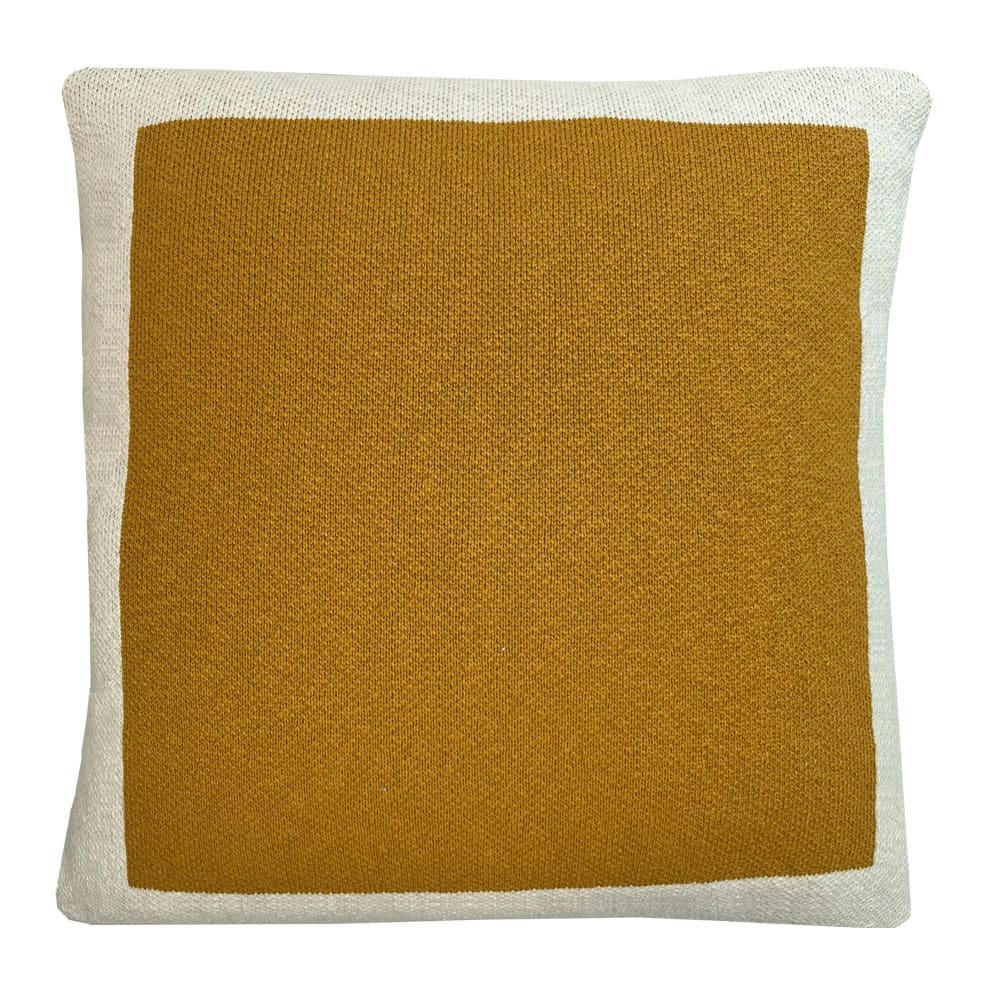TRICOTÉ - Coussin poster tricot uni jaune coucher de soleil 50x50