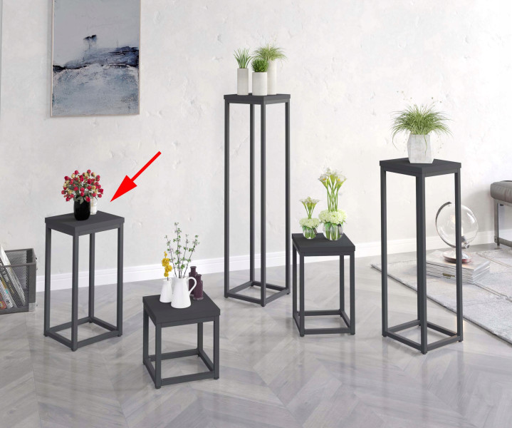 Nowoczesny Stojak Na Kwiaty 20x20x39 Loft Salon Czarny Czarny MiniPearl