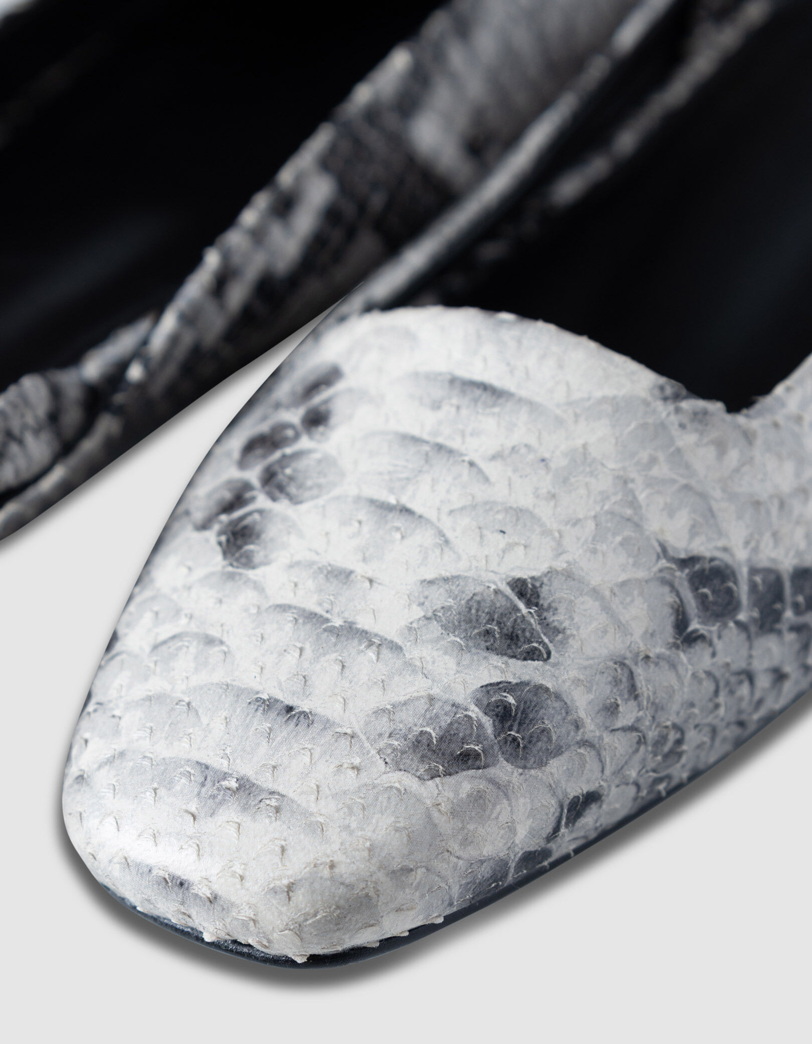 Ballerines slingbacks écrues cuir effet python Femme