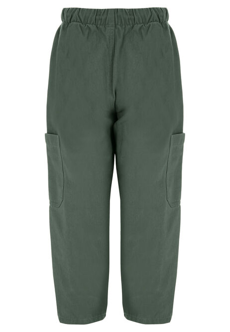 Younger Boys Khaki Woven Cotton Cargo Trousers