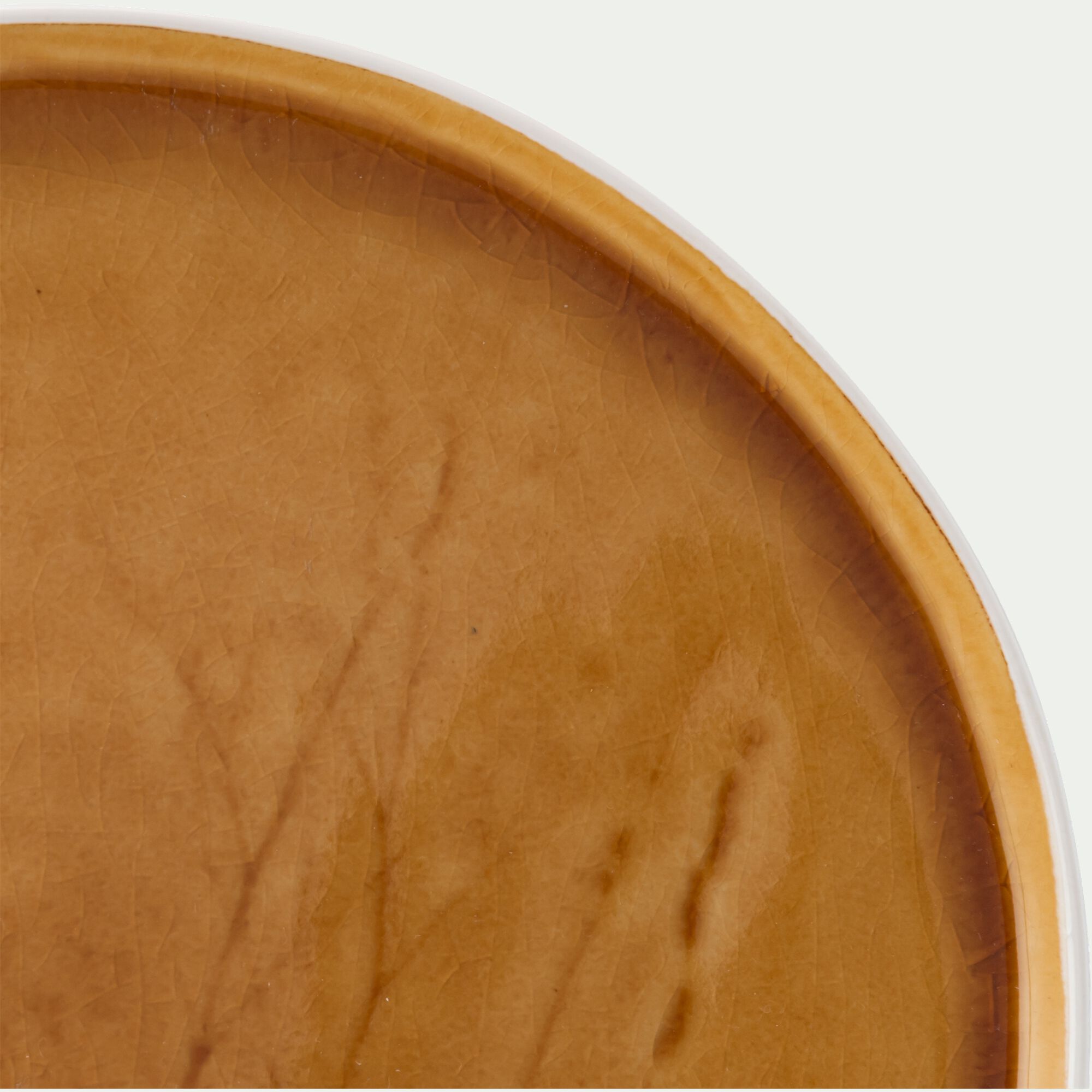 FLEOLE - Assiette plate impressions végétales en grès D26cm - jaune argan