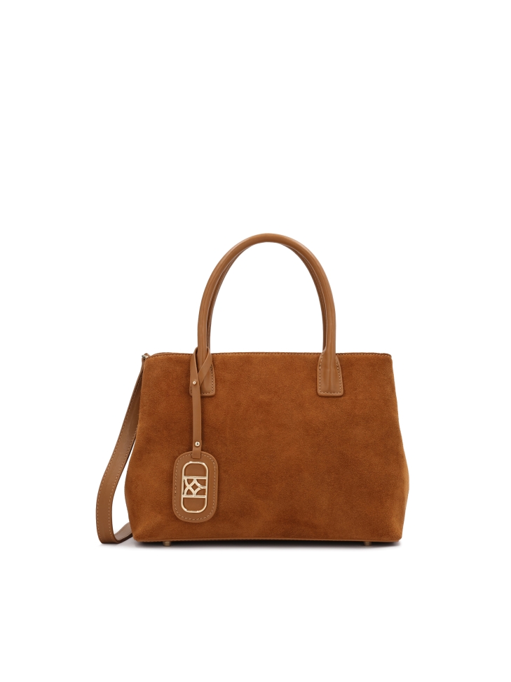 Suede handbag and shoulder bag