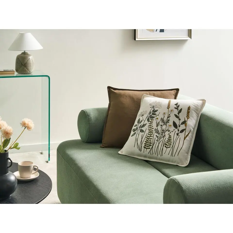 KNEMA - Sierkussen set van 2 - Wit/Bruin - Katoen