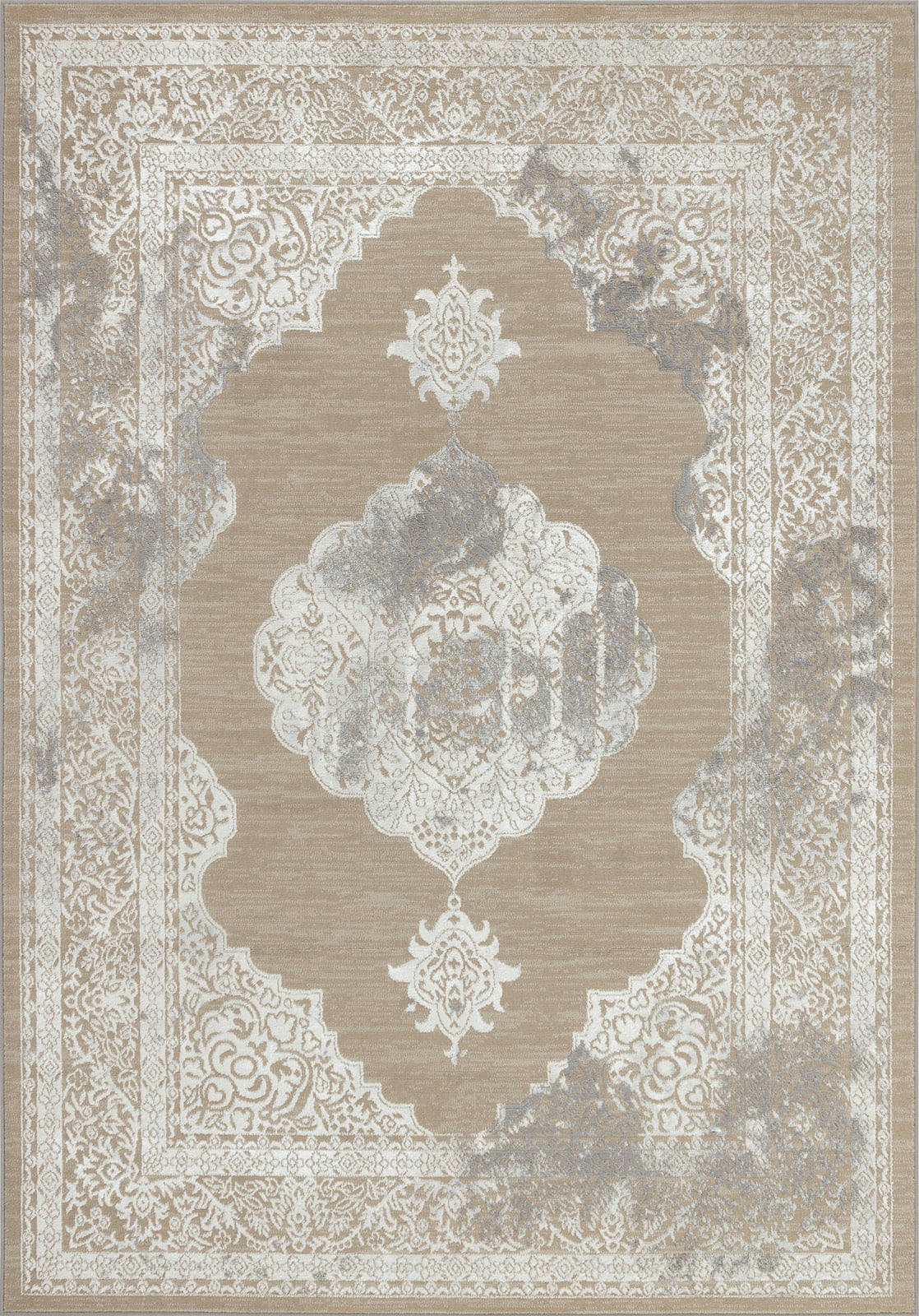 AZRA - Tapis Vintage Oriental Beige/Blanc 120x170