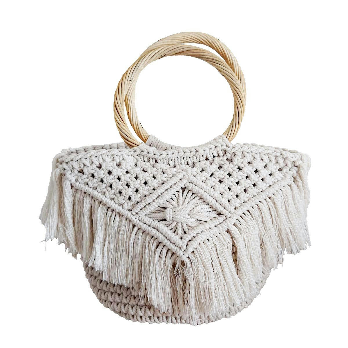 LUNA - Sac cabas en crochet, blanc
