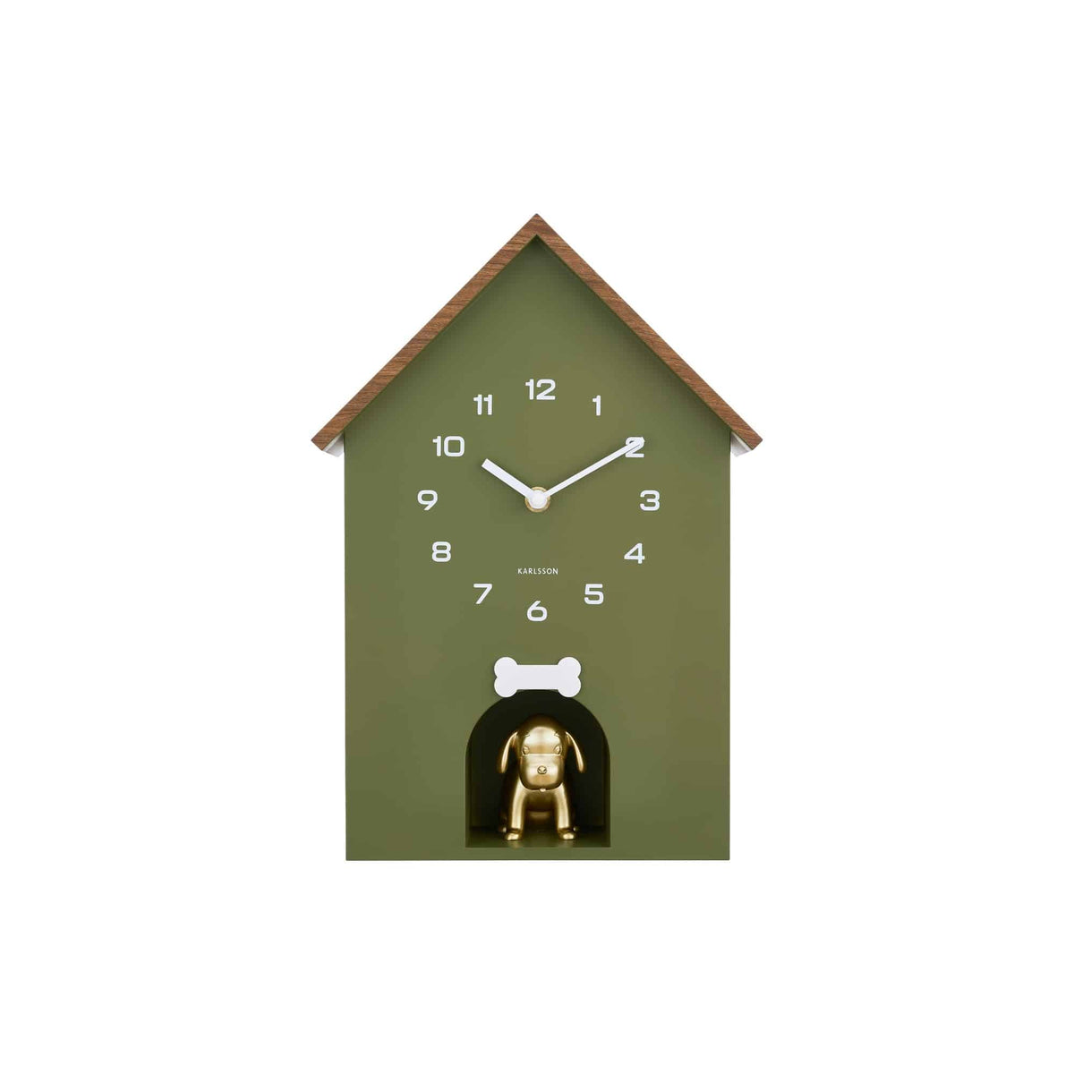 Karlsson wandklok Dog House - groen - 11.5x26.5x36.5cm