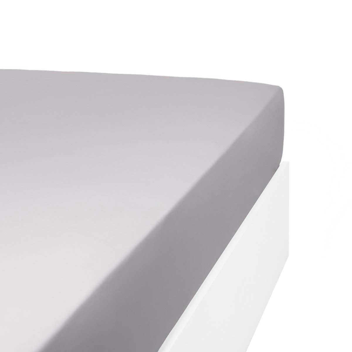 - Drap housse uni 200 fils en de coton gris 200x200 cm