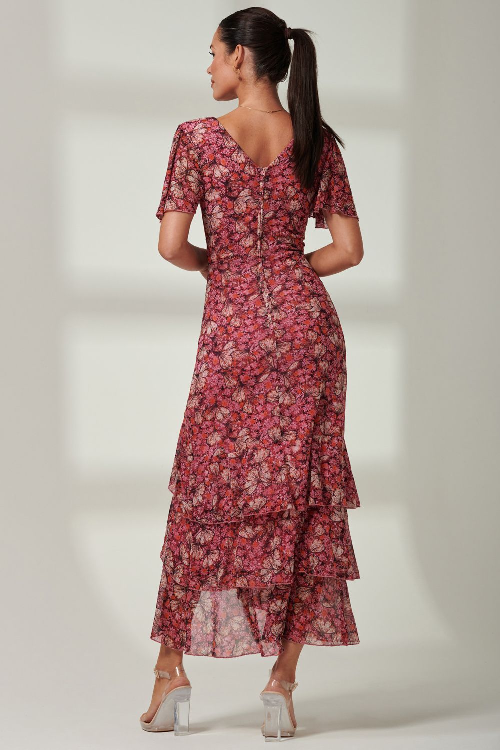 Jolie Moi Daleysa Frill Hem Mesh Maxi Dress