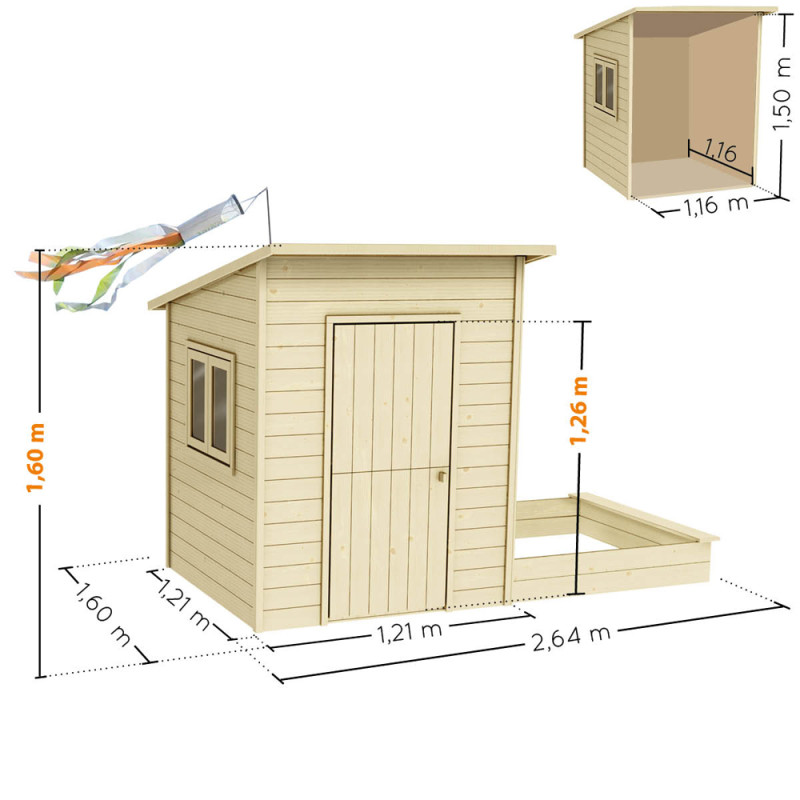 Cabane pour enfant Palm Springs 2,64 x 1,6 x 1,6 m SOULET
