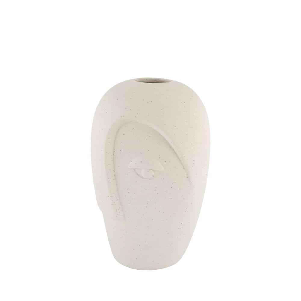 NICOYA - Vase en céramique avec visage H19,5cm blanc ivoire