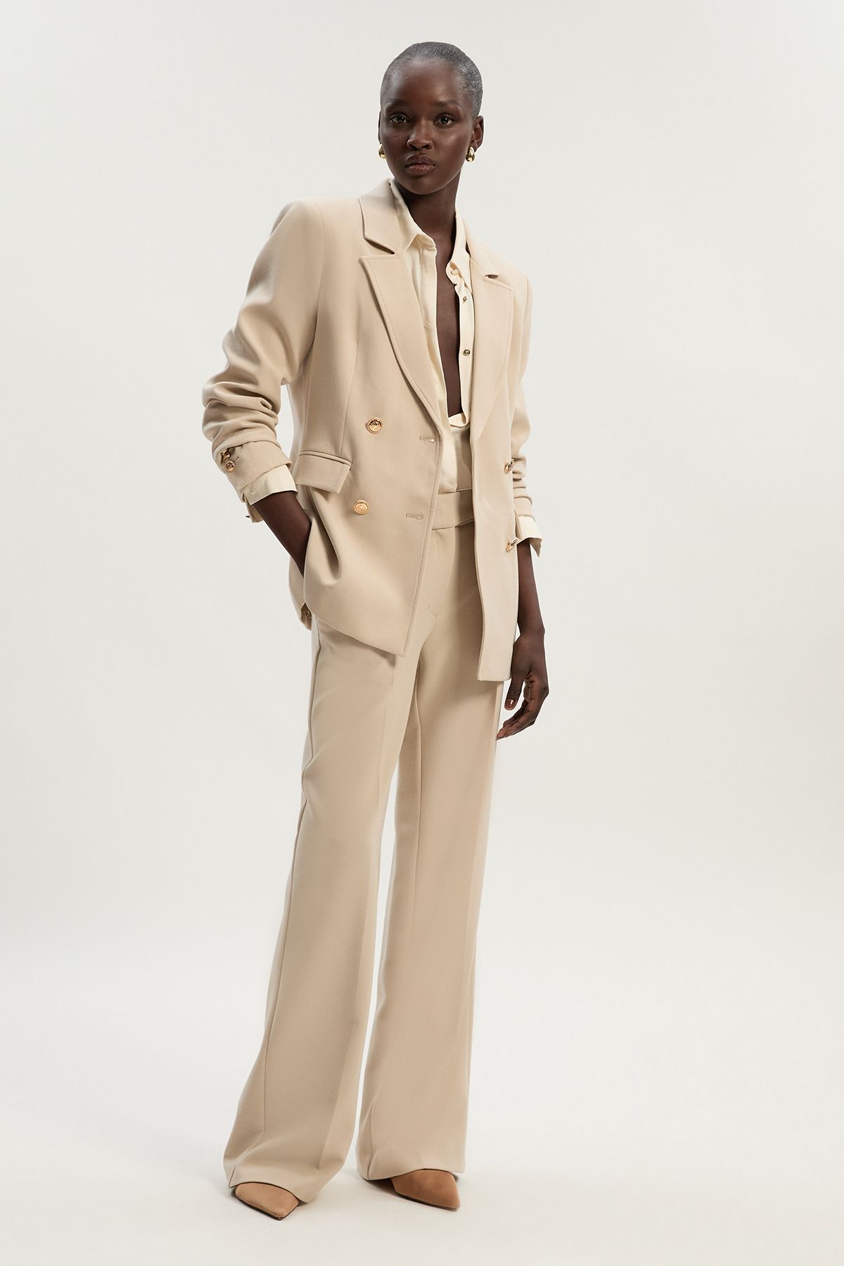 KarenMillen Compact Stretch Essential Tailored Doubled Breasted Blazer