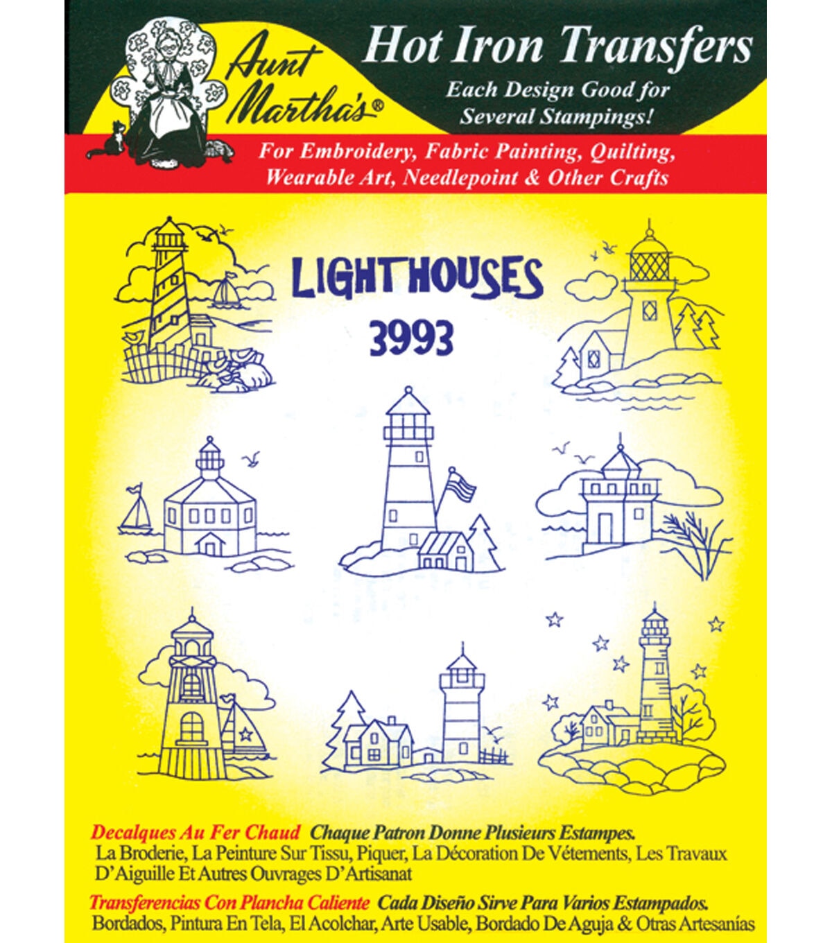 Aunt Martha's 24ct Cross Stitch & Quilt Blocks Hot Iron Transfers