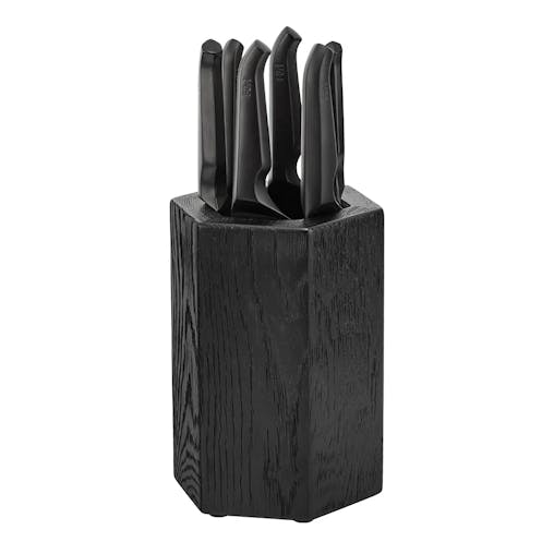Furi Pro Jet Black Magnetic Hexagonal 7 Piece Knife Block Set 7pc