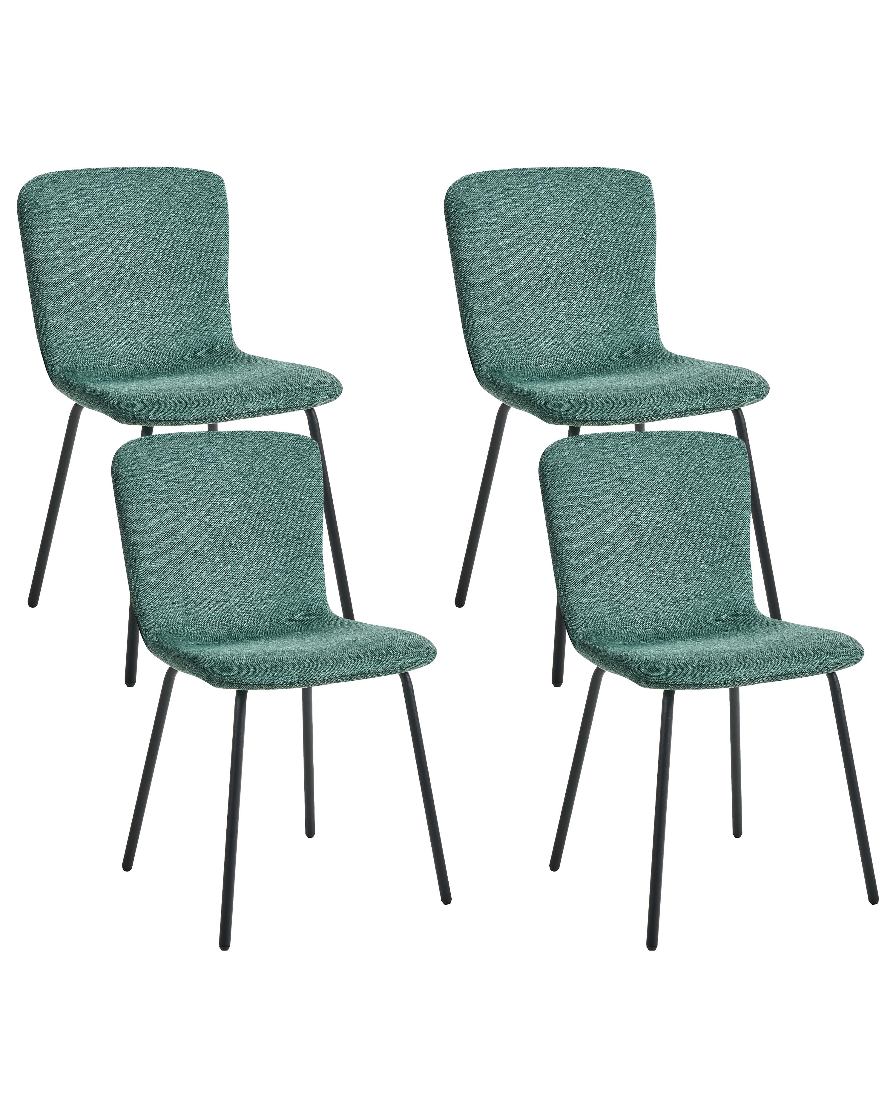 Set of 4 Dining Chairs CALDWELL Fabric Green