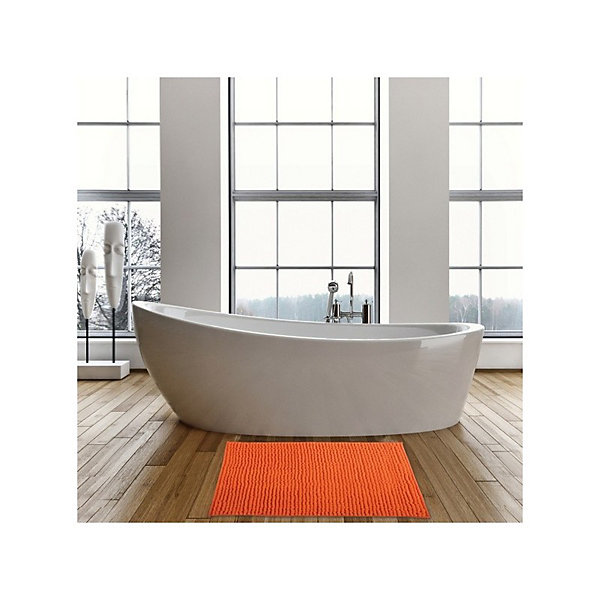 Lot de 2 Tapis de bain Microfibre CHENILLE Orange 40x60 et 60x90cm MSV
