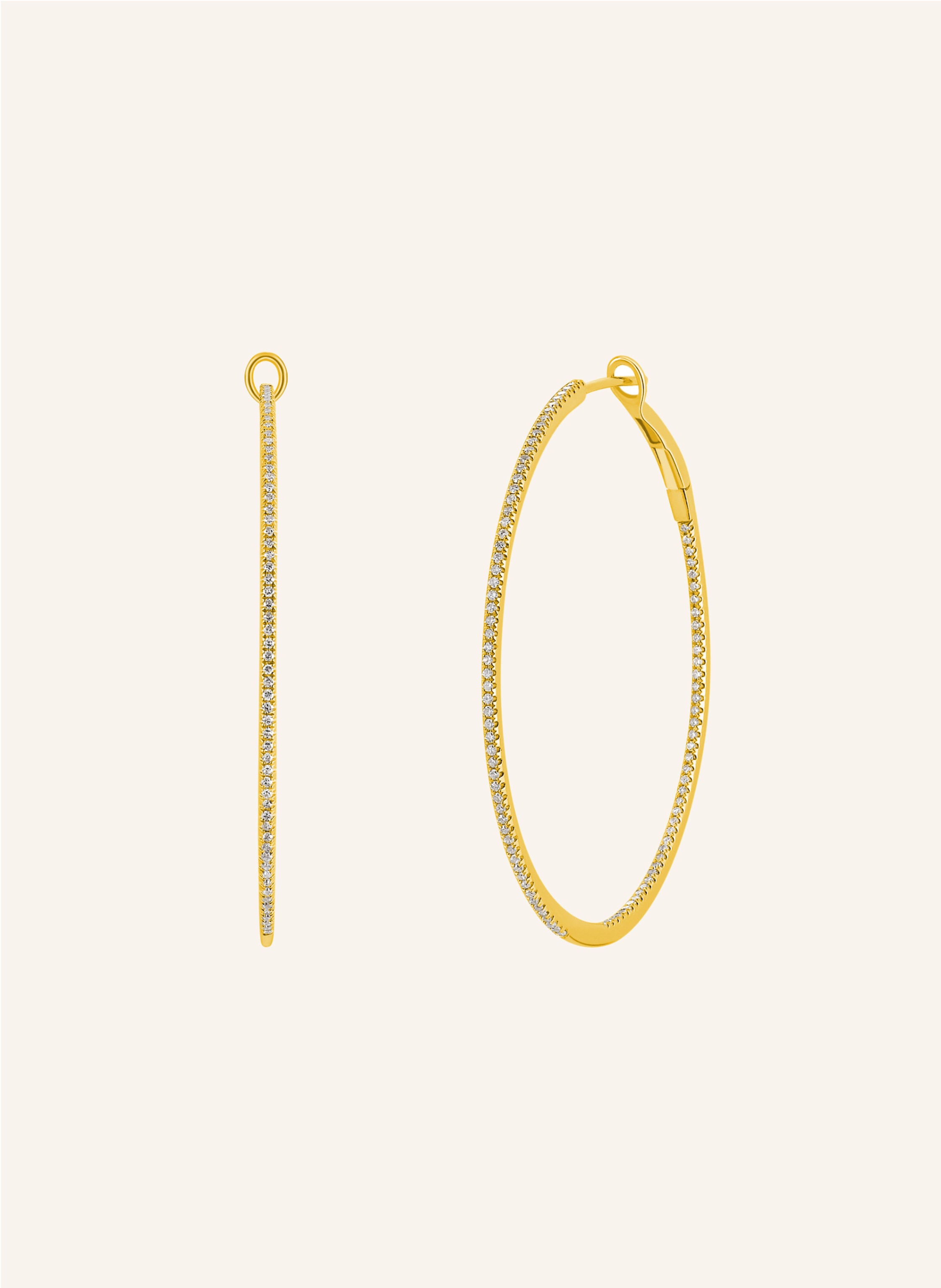 Leaf Creolen CIRCLE L aus 18 Karat Gelbgold mit Diamanten