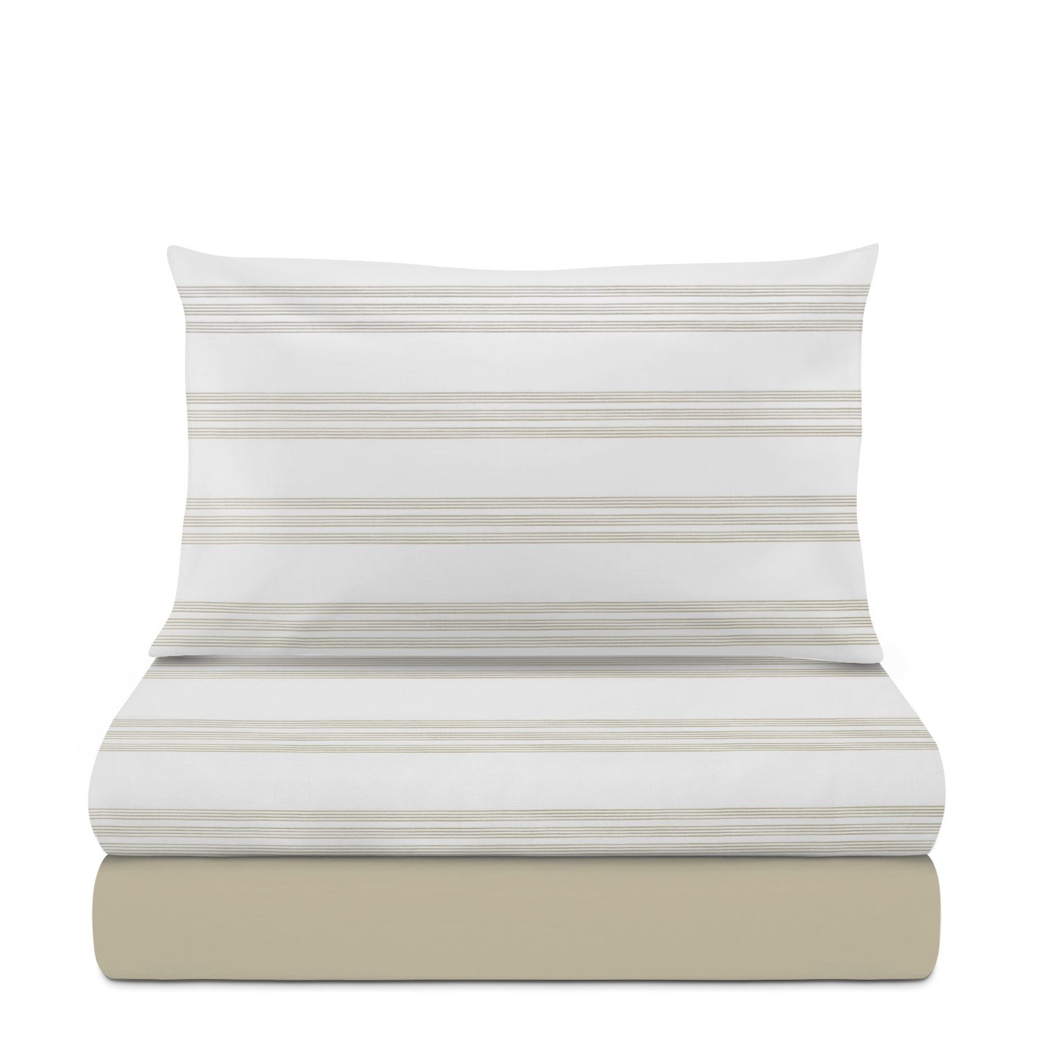 Completo letto singolo righe sabbia cotone