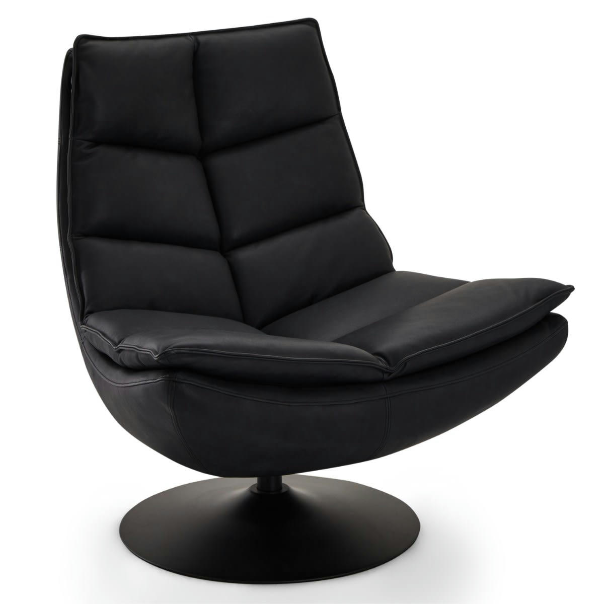 MIAMI - Fauteuil lounge en cuir noir