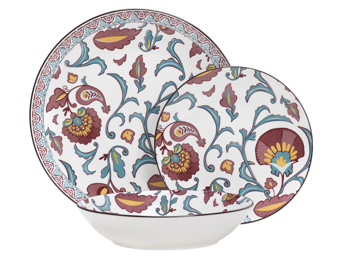 Komplet obiadowy porcelanowy Flamenco 18 el. wielokolorowy