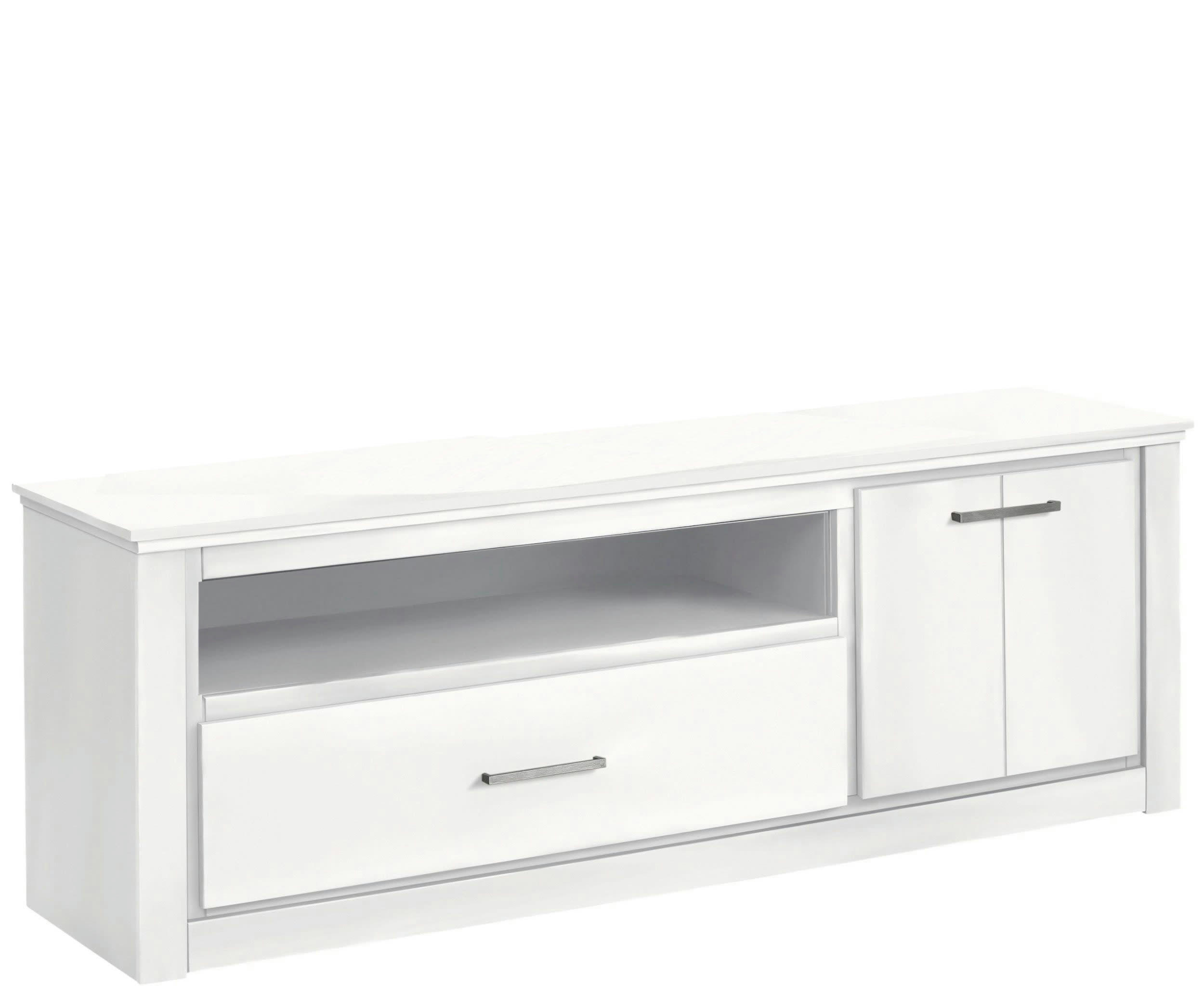 CELIA - Meuble TV avec 1 tiroir et 1 porte en pin blanc