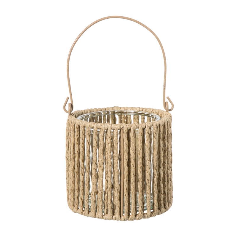 Lantaarn riet - bruin - &Oslash;12x11 cm