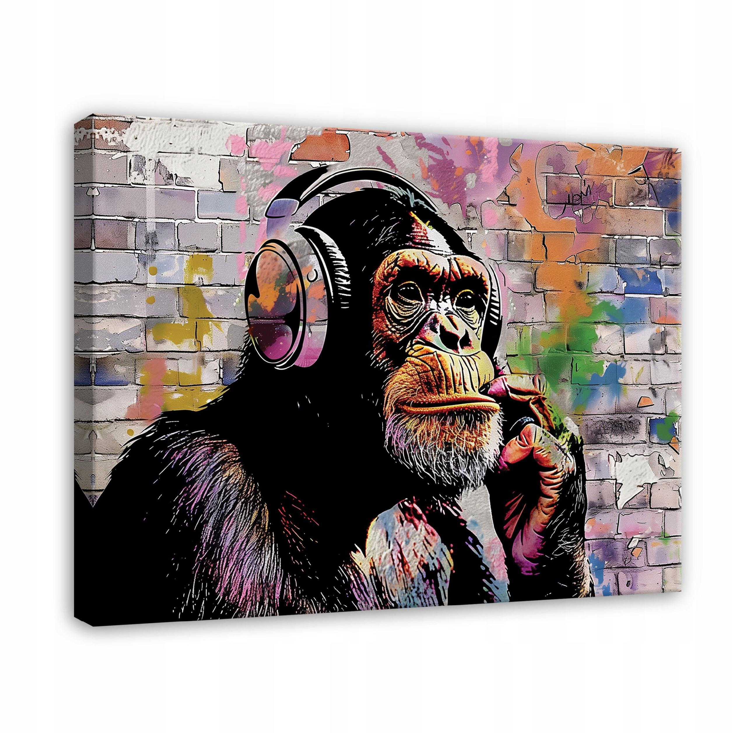 Obraz Banksy Małpa Graffiti Street Art Na Płótnie 60X40