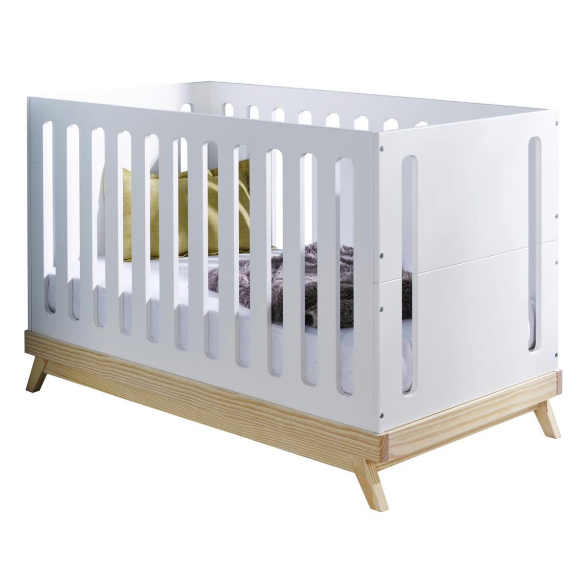 ZOLA - Lit bébé évolutif 70x140 cm bois massif blanc