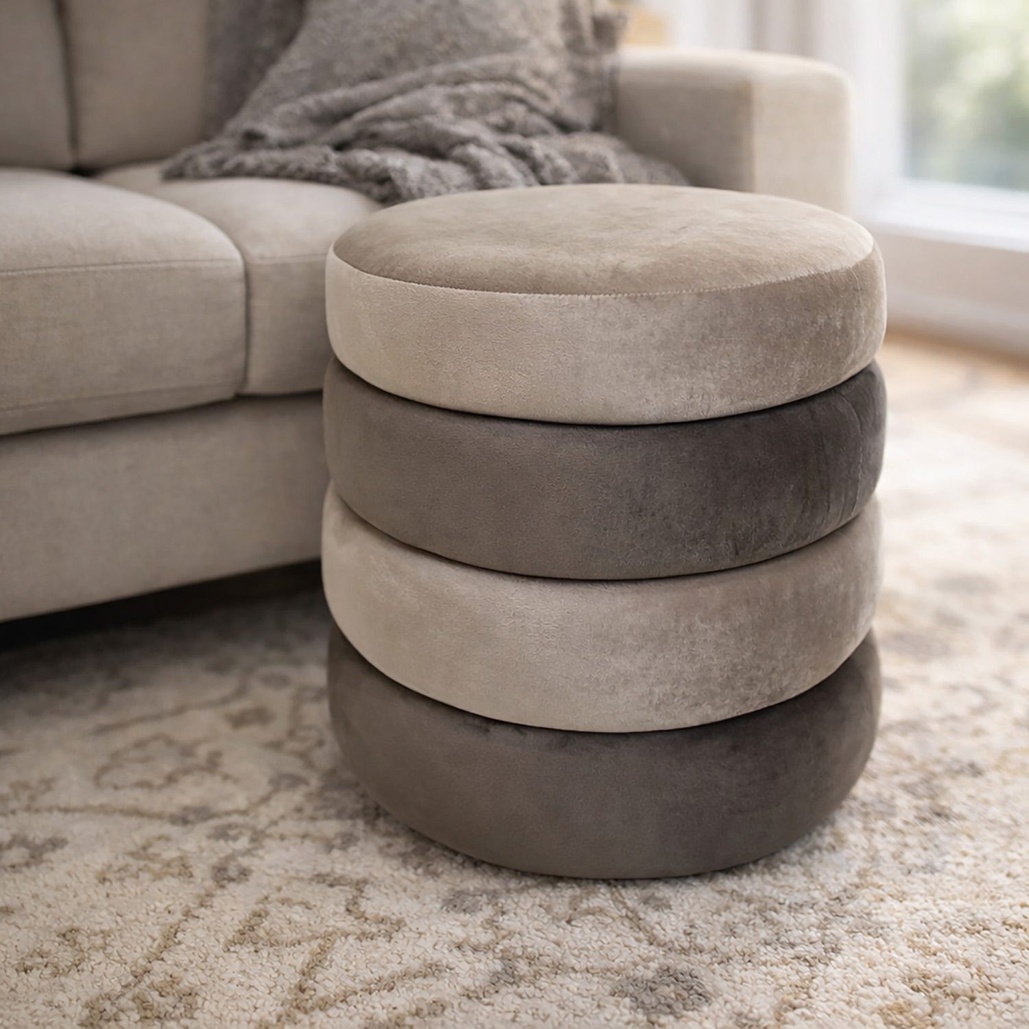 Pouf bicolore velluto marrone 40 cm