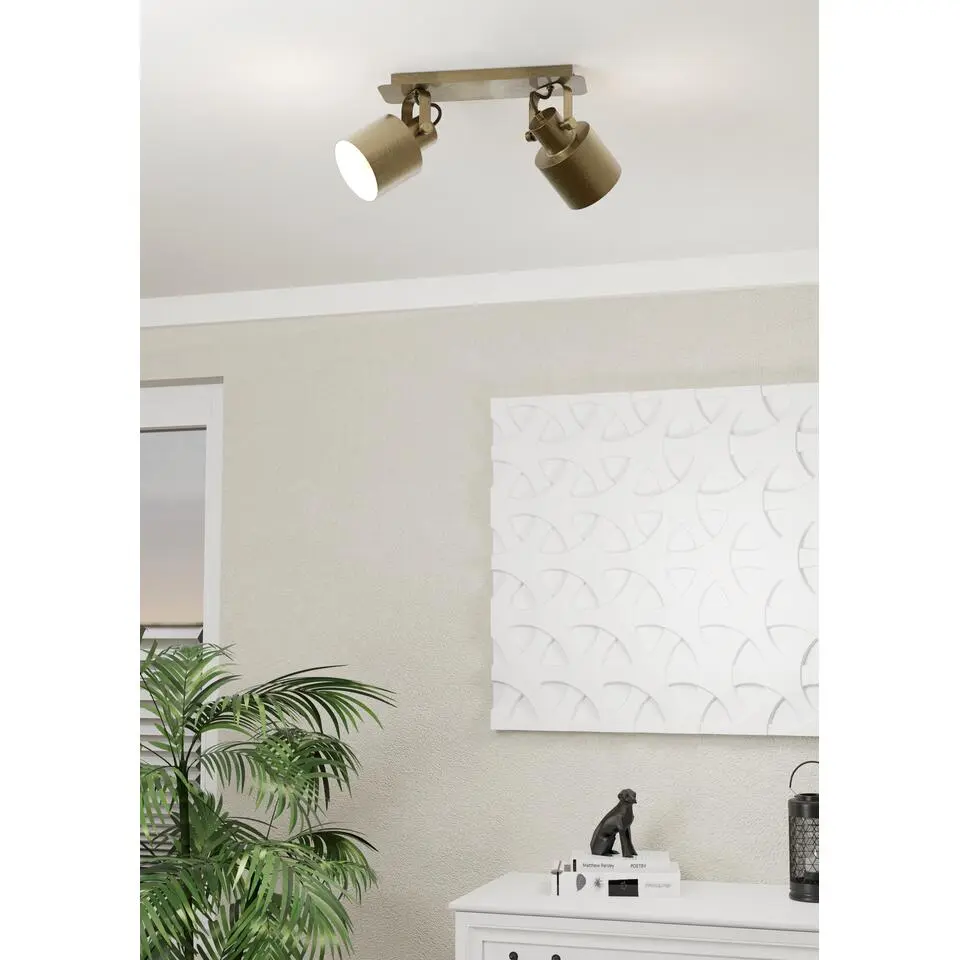 EGLOSoutherySpot-E27- 2 lichts -47cm-Goud/Cr&egrave;me