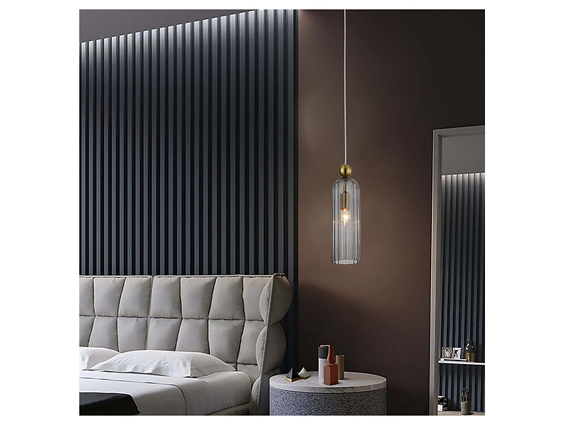 Lampa wisząca Piega szklana złoto-szara