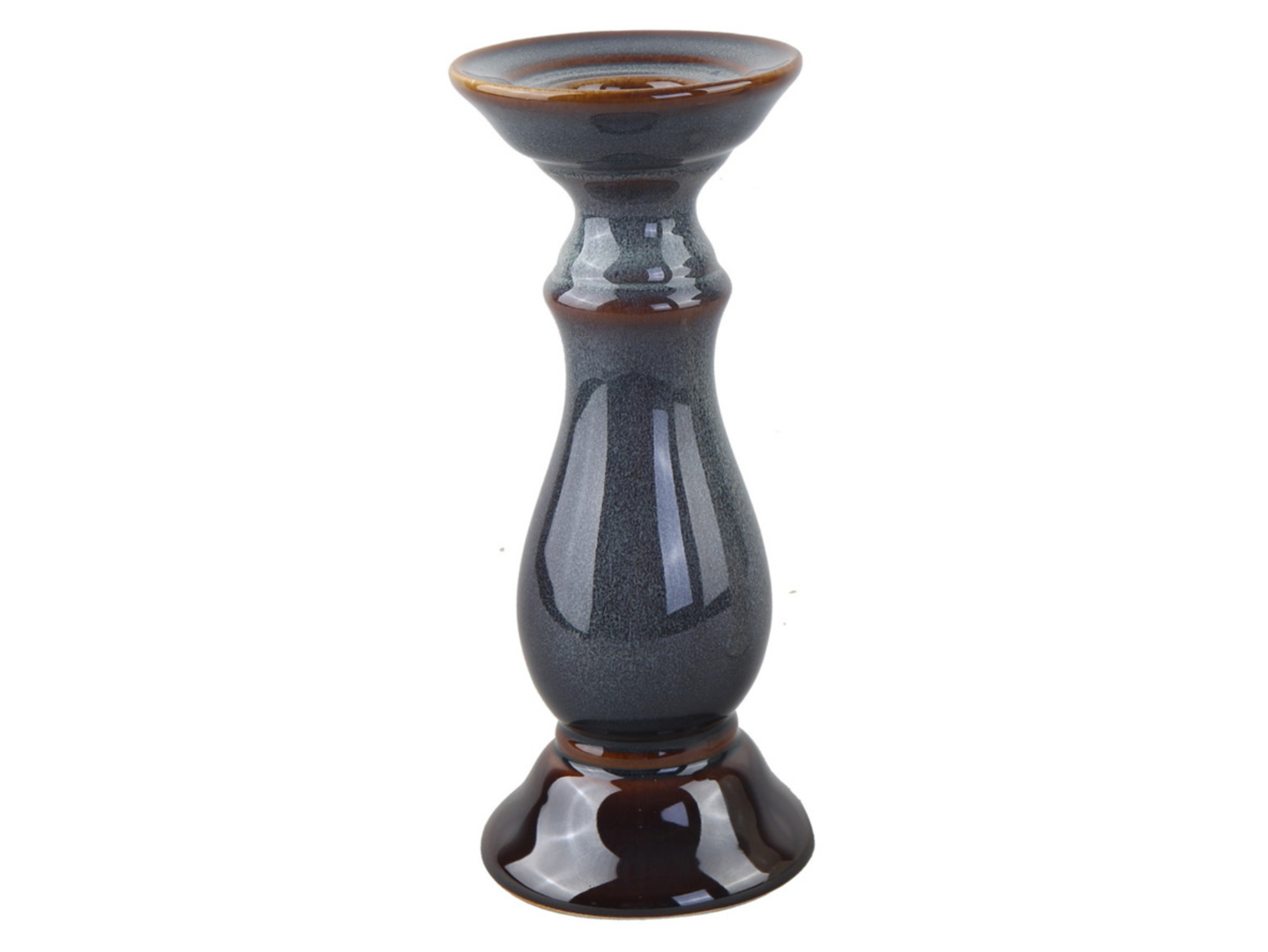 Świecznik ceramiczny Blanka 13 cm niebiesko-brązowy