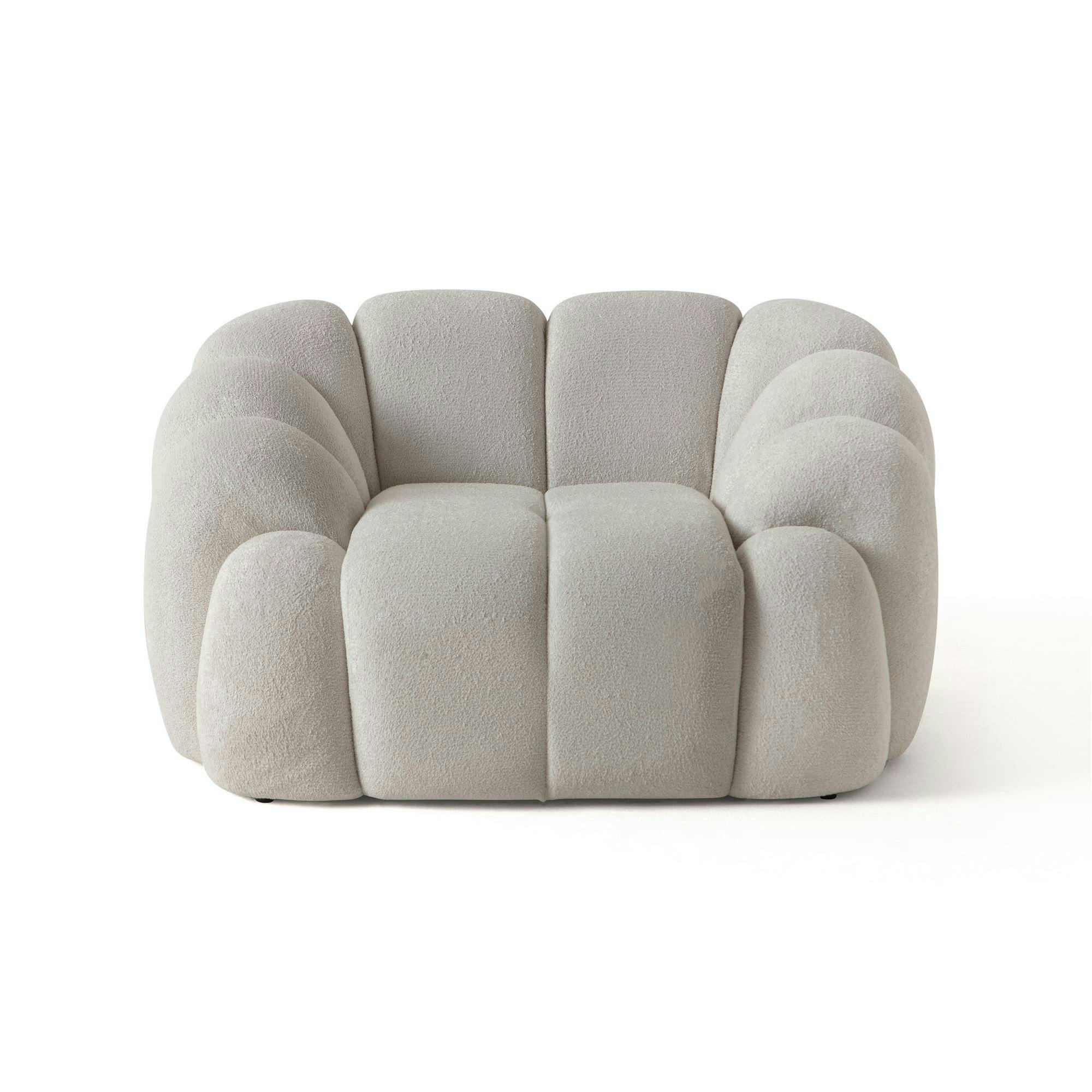 Fauteuil de salon blanc écru design arrondi ONDA