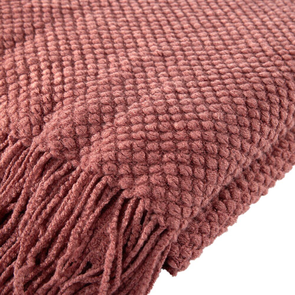 Plaid effet gaufré avec franges 130x160cm (2 modèles beige ou marron)