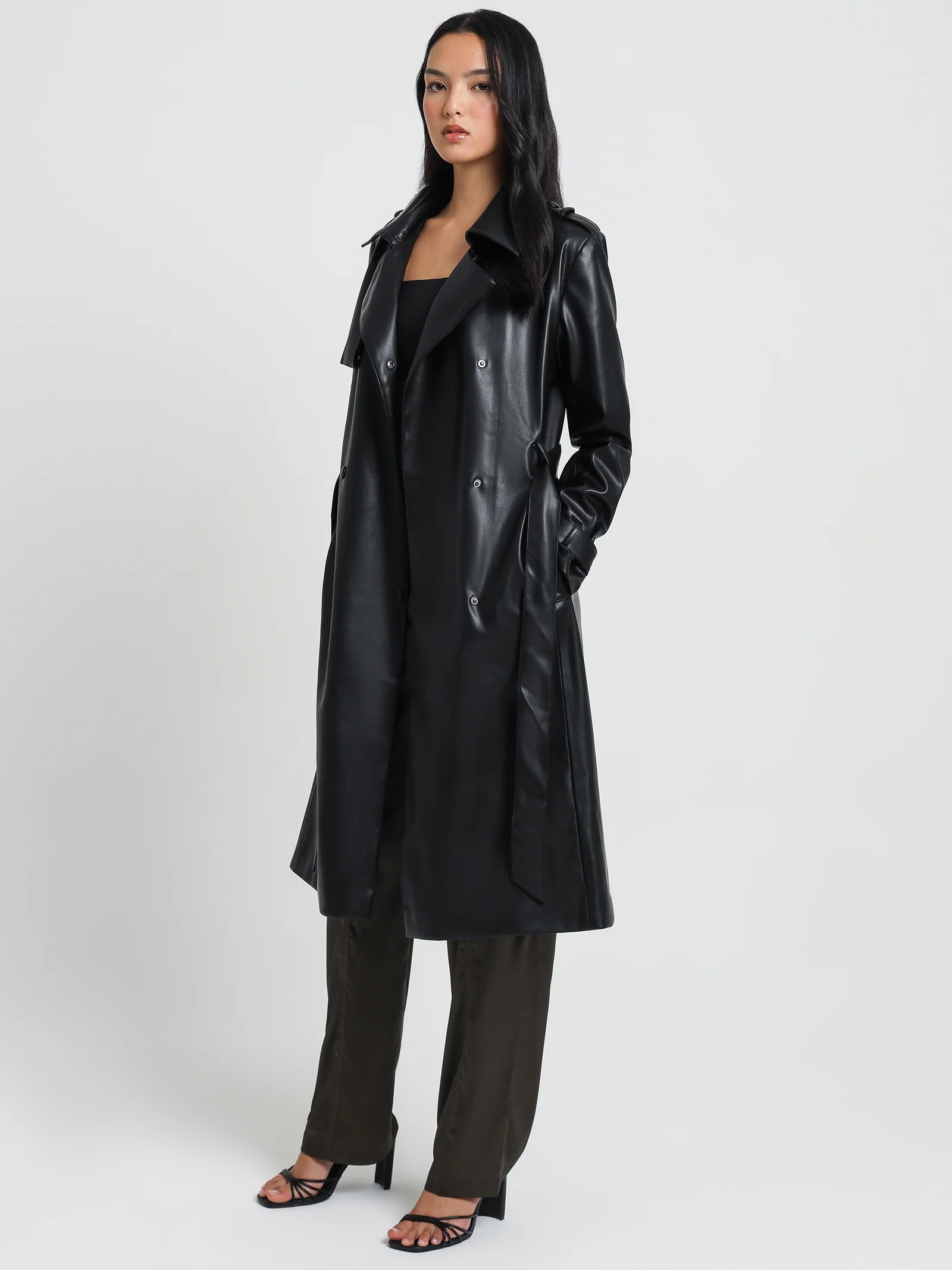 Hye Faux Leather Trench