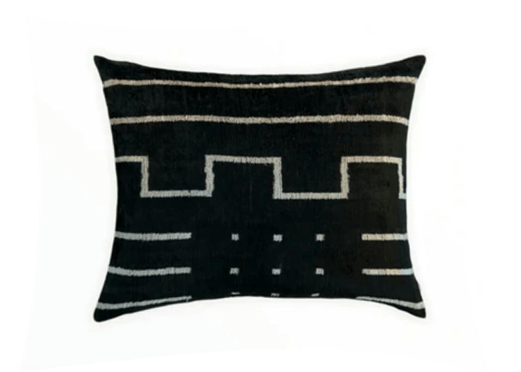 - Housse de coussin velours soie ikat  40x50 noir