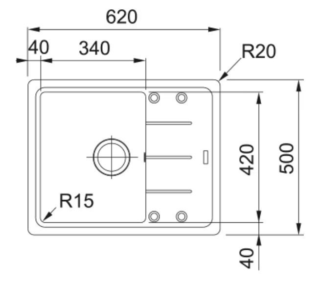 FRANKE Zlewozmywak BFG 611-62 czarny mat, czarny odpływ