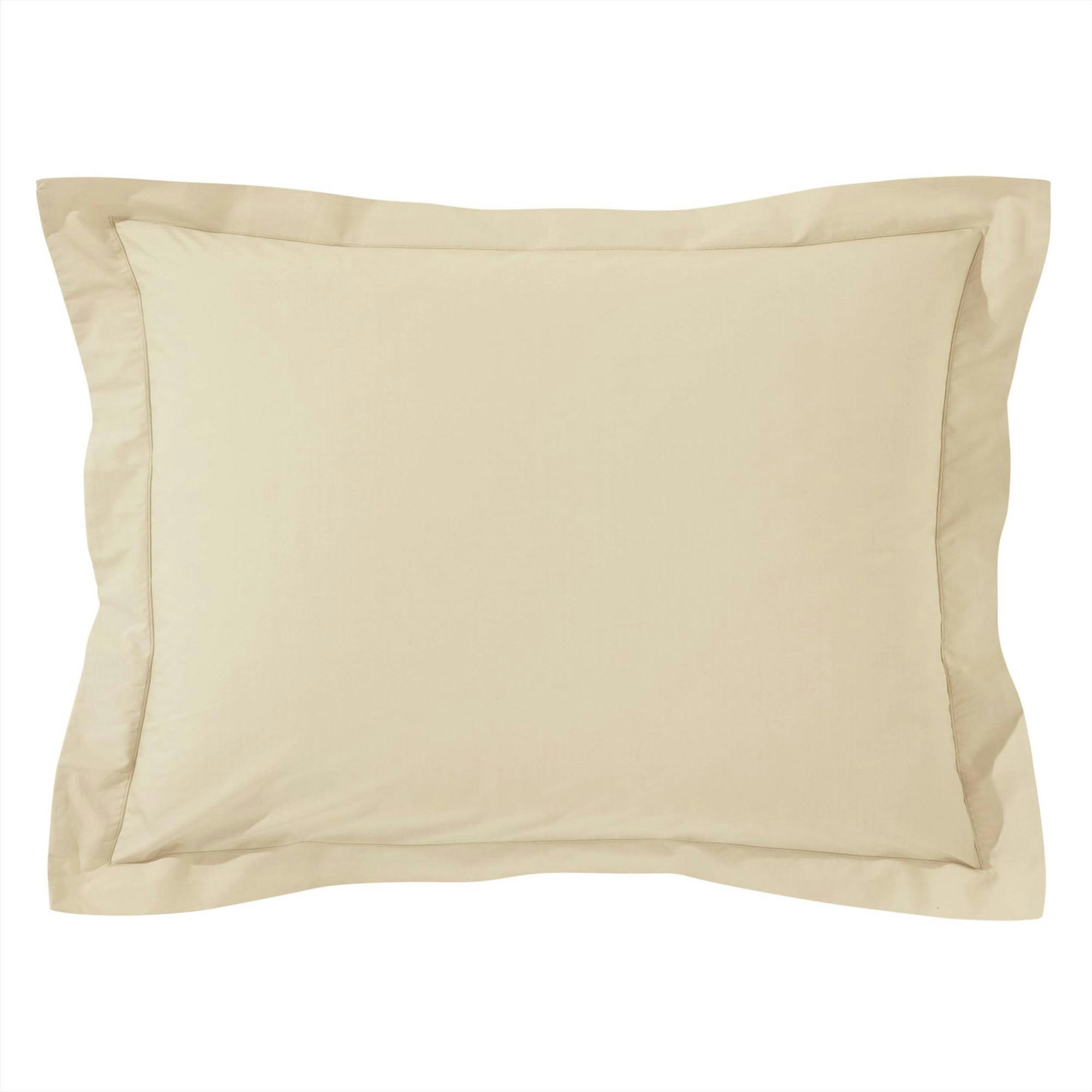 COTON UNI LAURÉAT - Taie volant 50x70 beige sable en coton