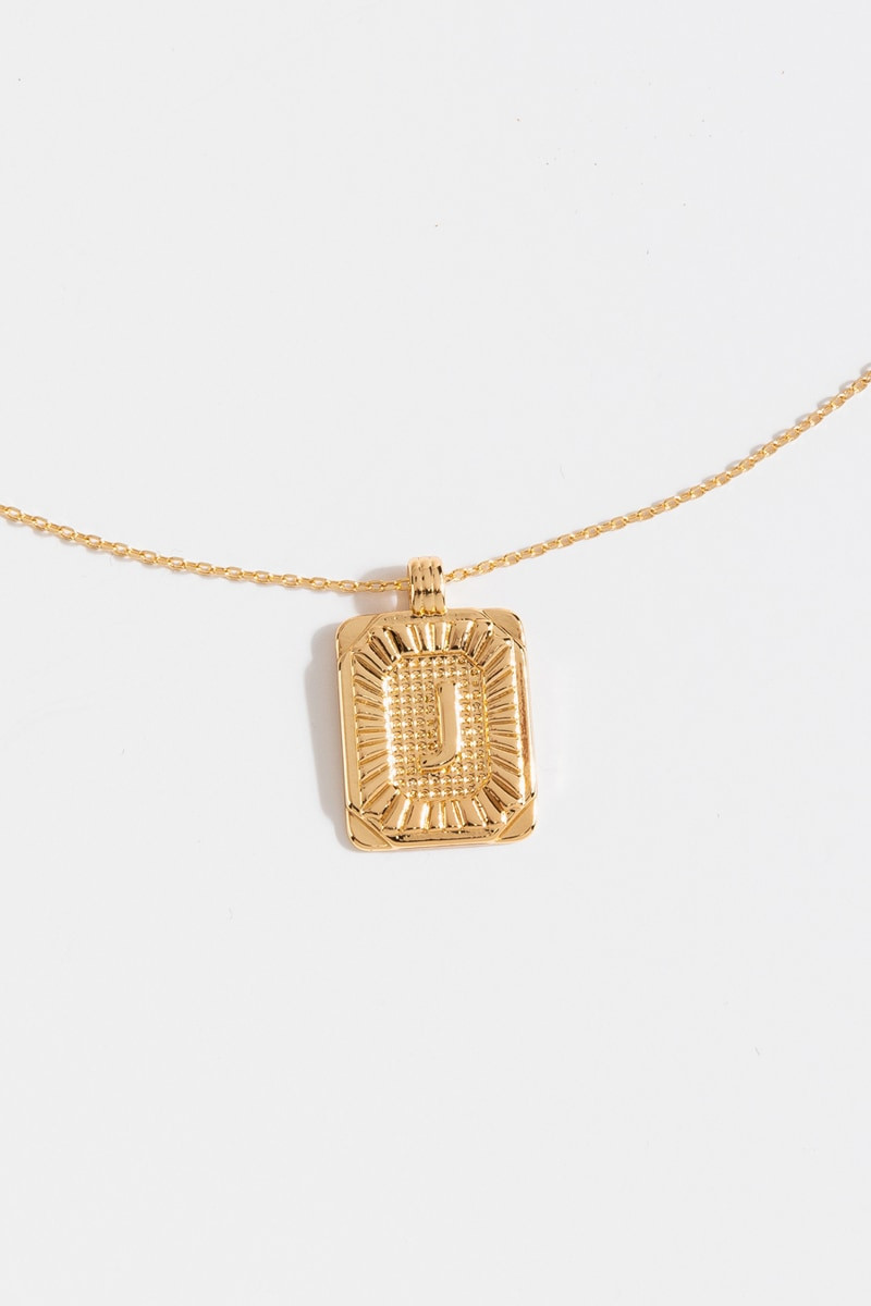 Initial ID Tag Pendant Necklace