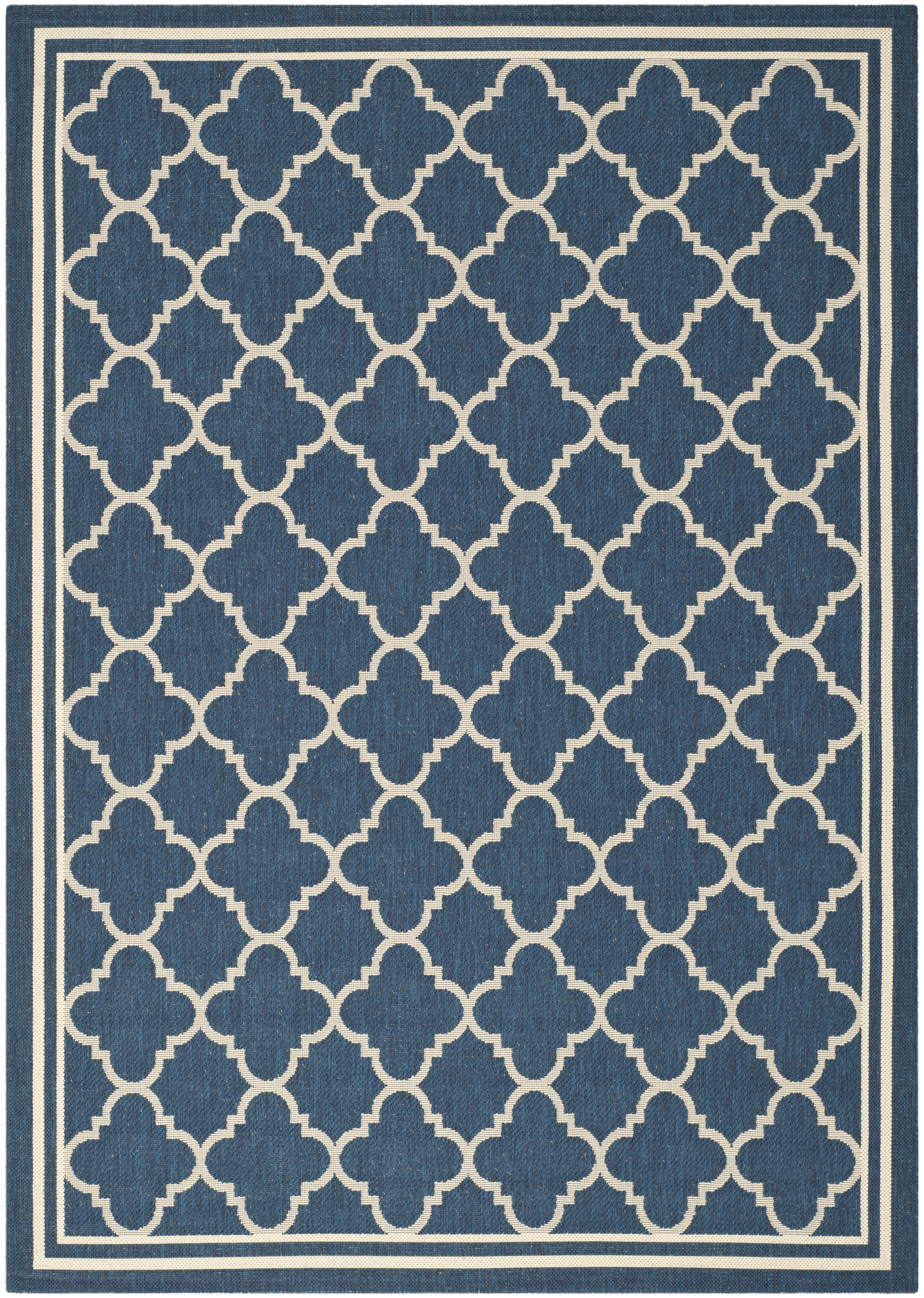 COURTYARD - Tapis interieur & exterieur en bleu marine & beige, 160 x 231 cm
