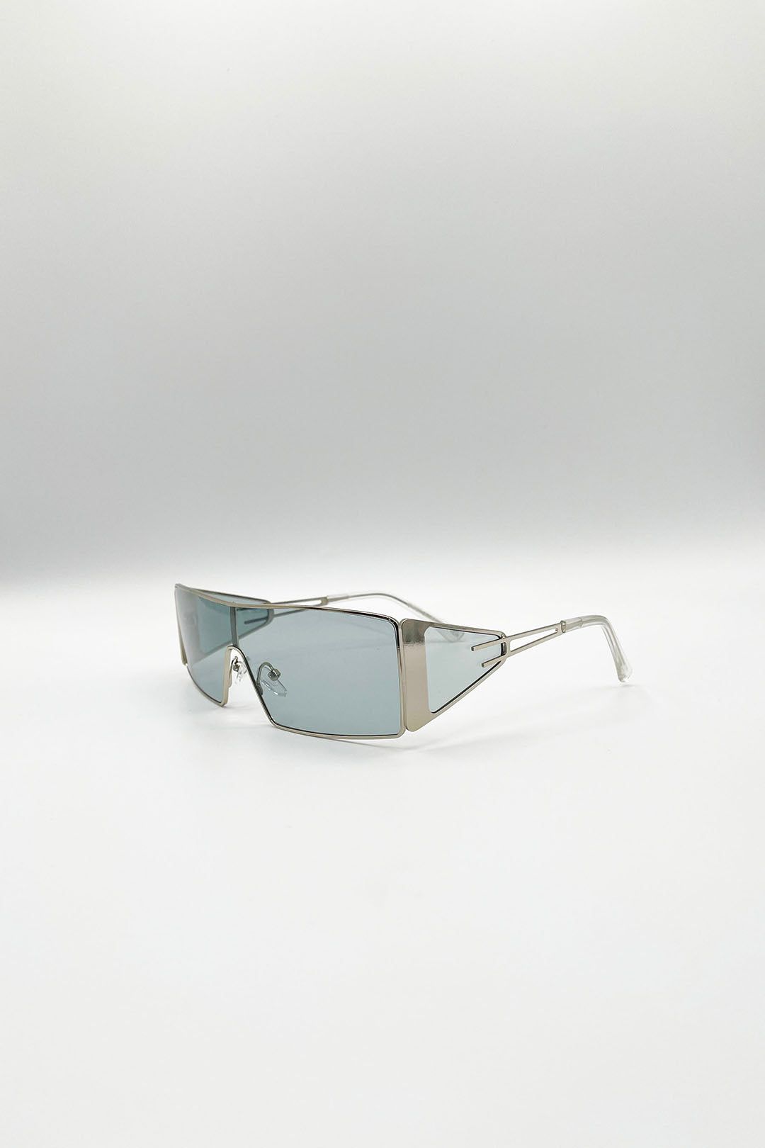 SVNX Retangle Flattop Metal Sunglasses