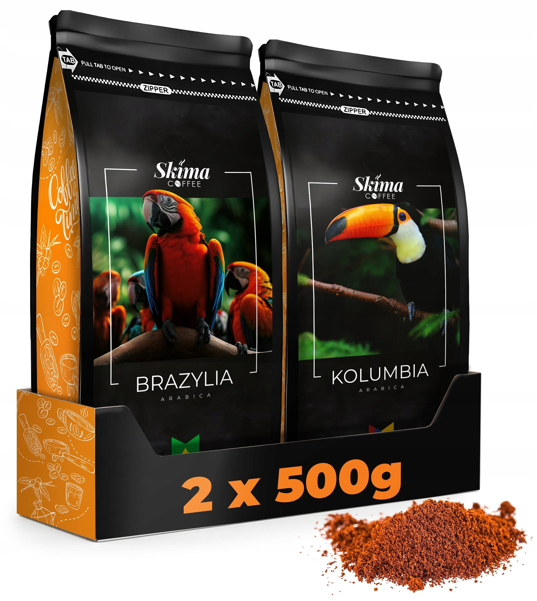 Kawa Mielona 500g x2 Brazylia/Kolumbia 100% Arabica Świeża 1kg