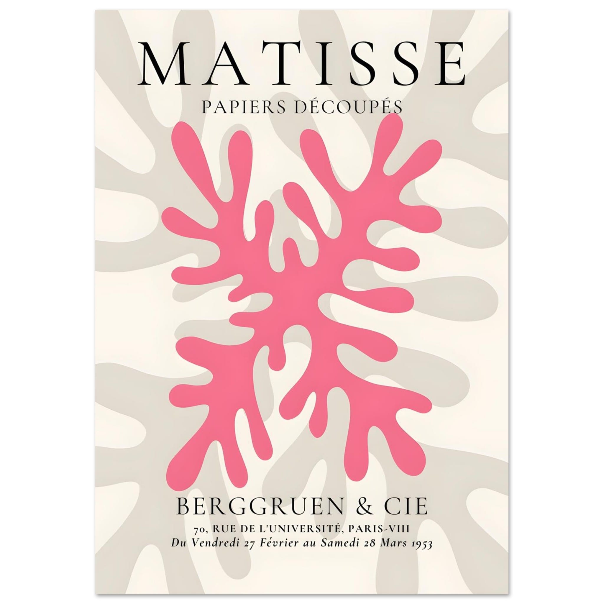 Artfulprints Poster Matisse – Pink coral  - A4 21x29.7 cm - Roze