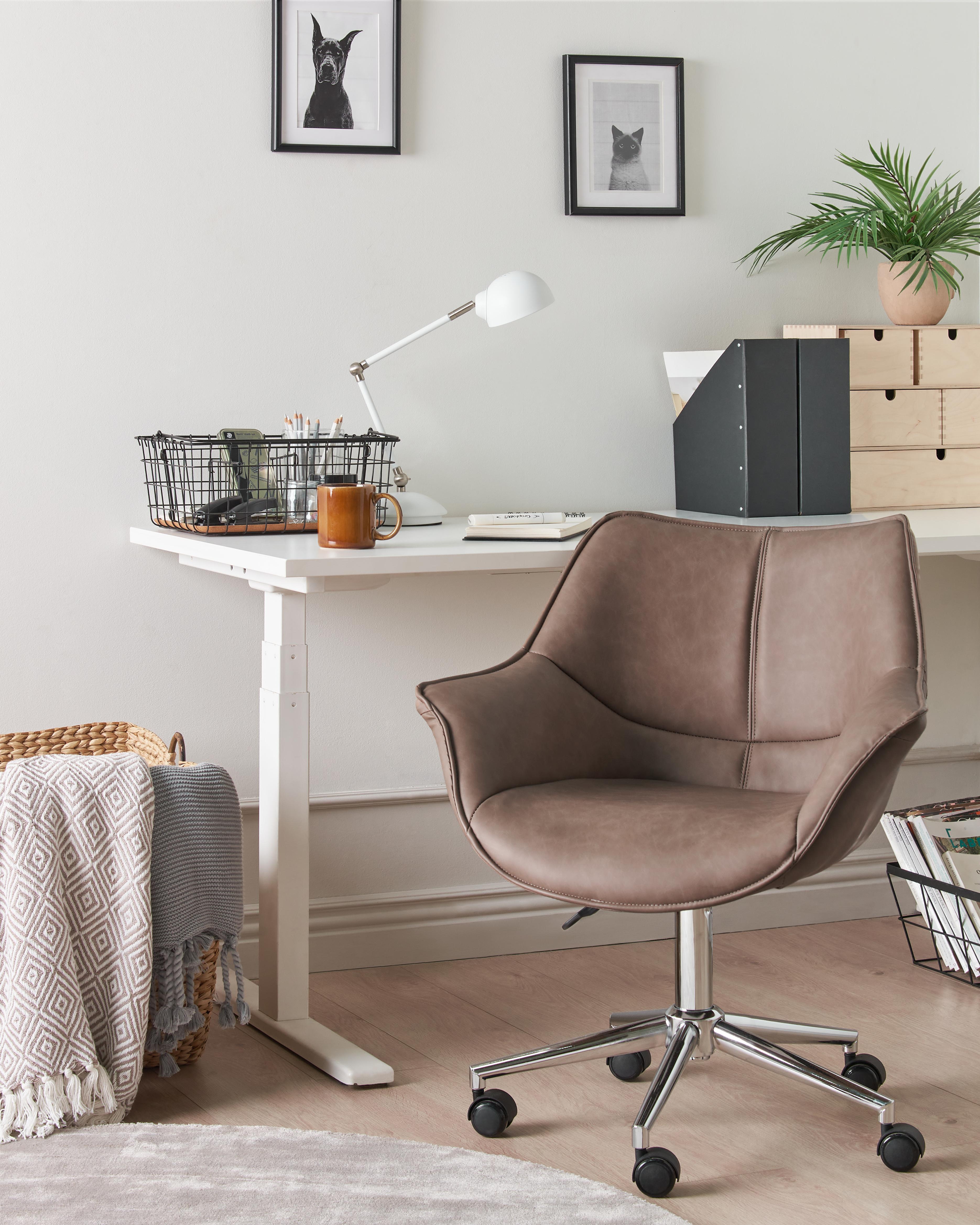 Desk Chair NEWDALE Faux Leather Light Brown