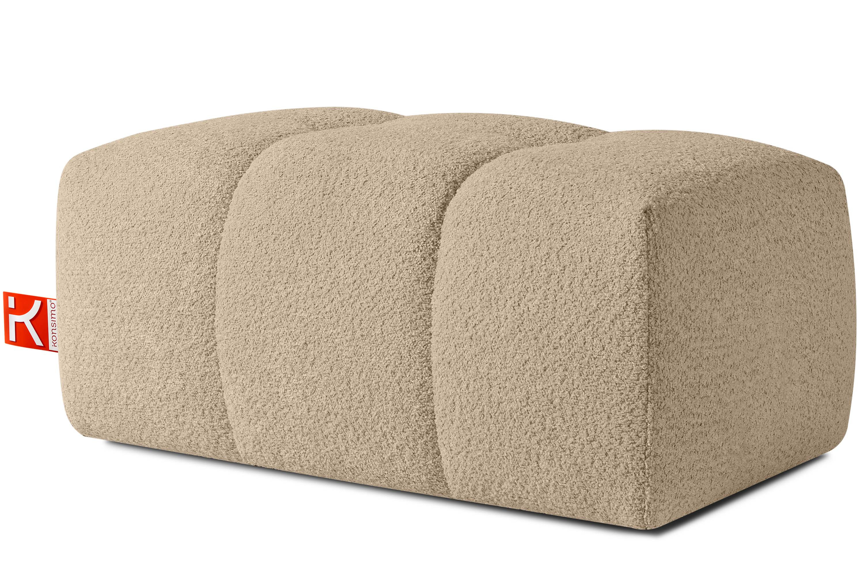 KONSIMO RAVIA Puf tapicerowany tkanina boucle, z pikowaniami, styl modern