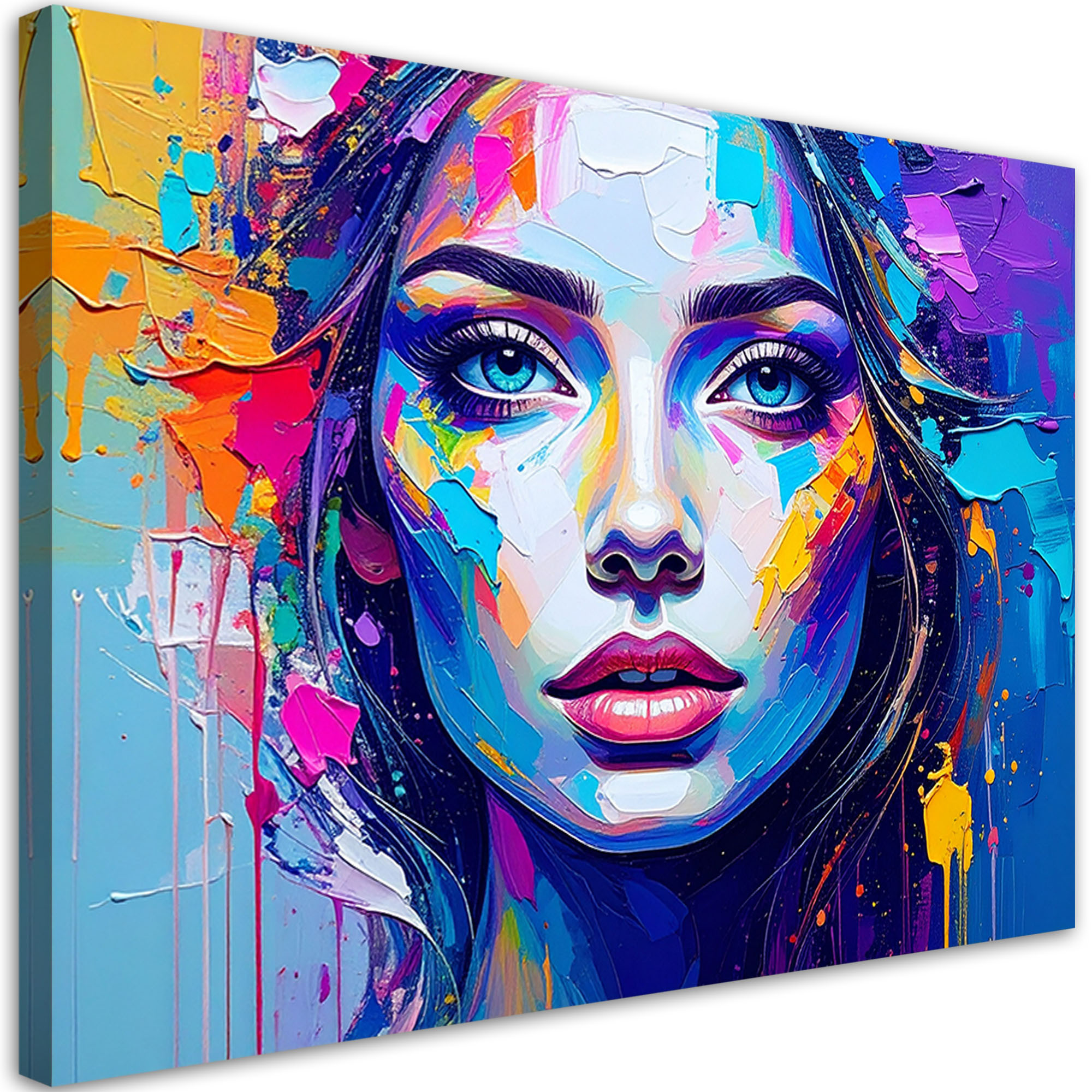 Obraz nowoczesny do salonu sypialni, Kolorowy Portret Twarz Kobiety 30x20