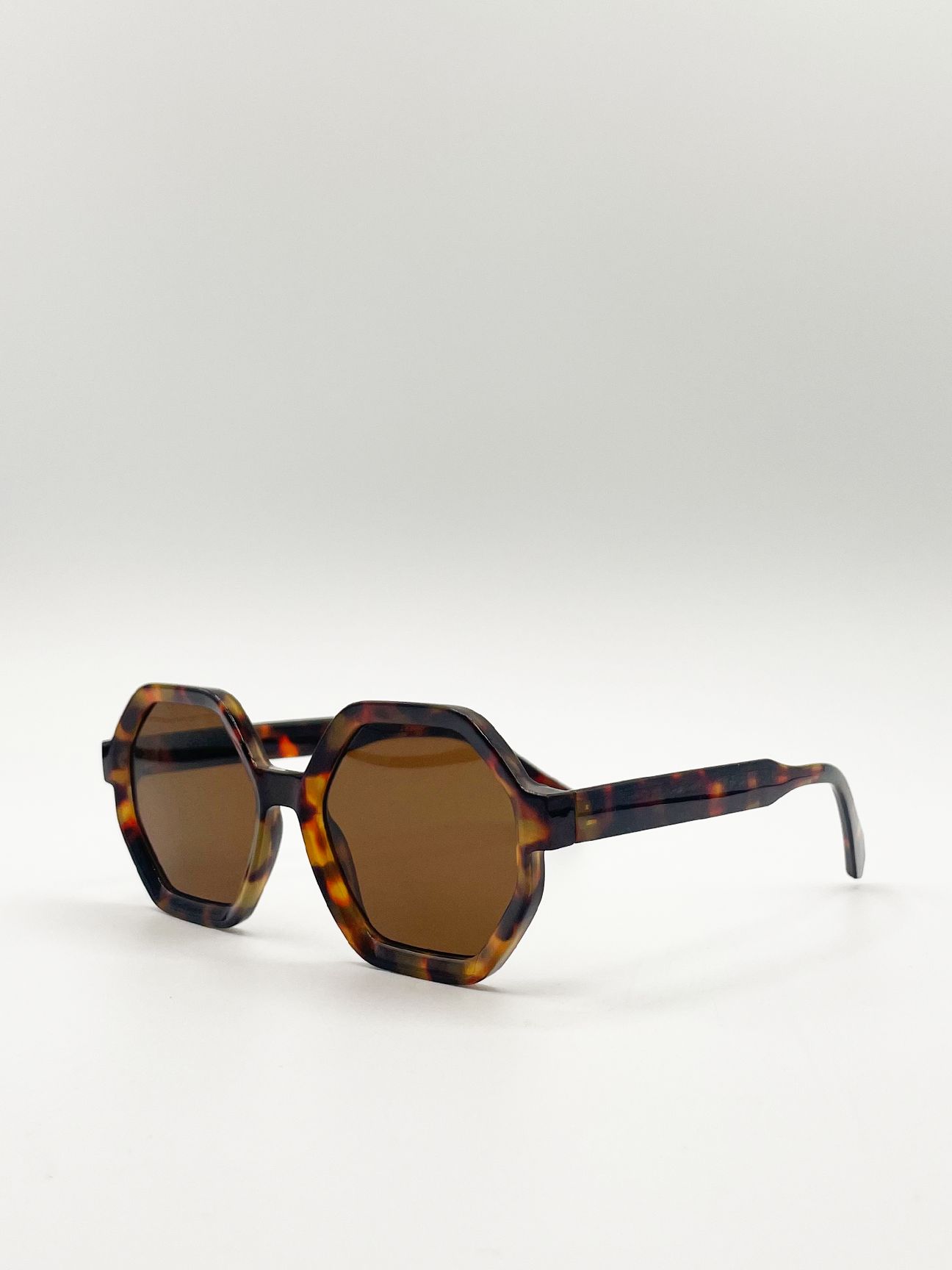SVNX Tortoiseshell oversized Hexagon frame sunglasses